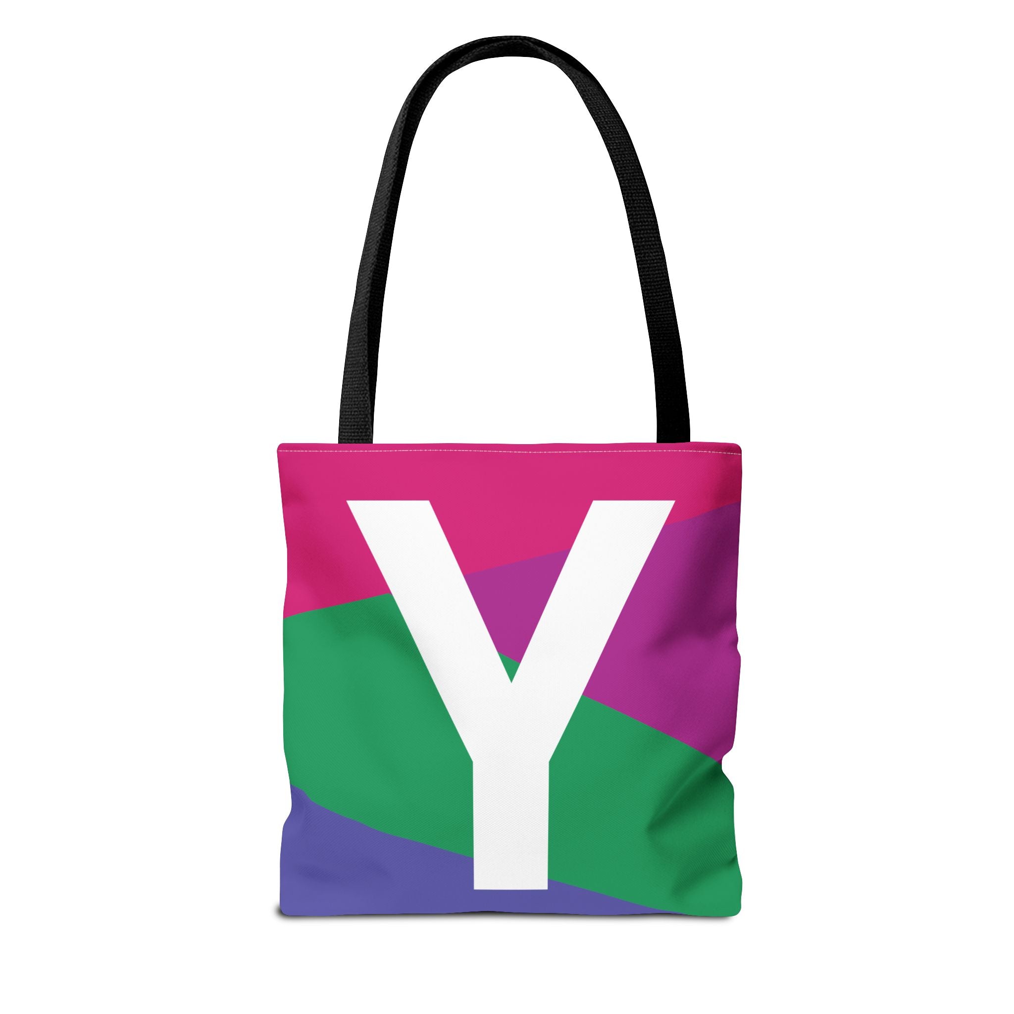 Monogram 'Y' Colorblock Tote Bag — Personalized Initial Y Shoulder Tote