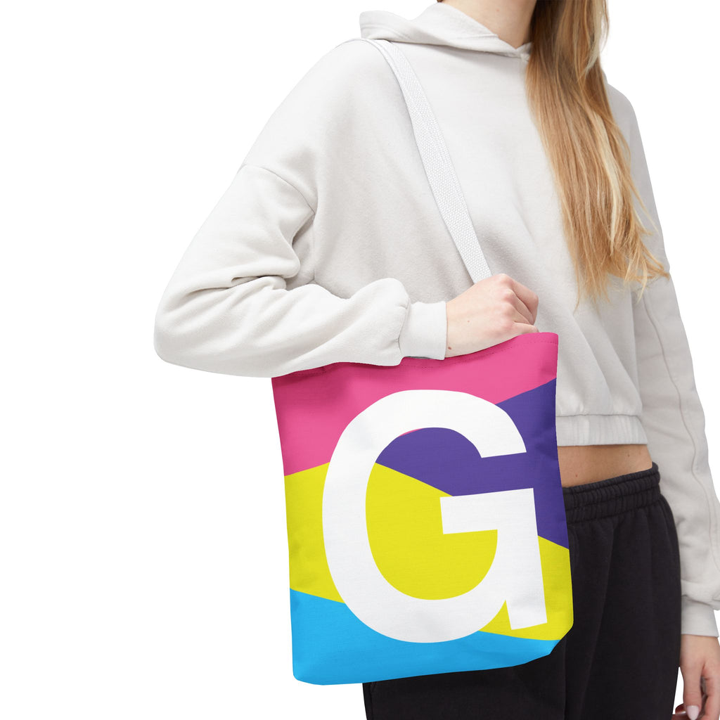 Monogram 'G' Colorblock Tote Bag — Personalized Initial G Shoulder Tote