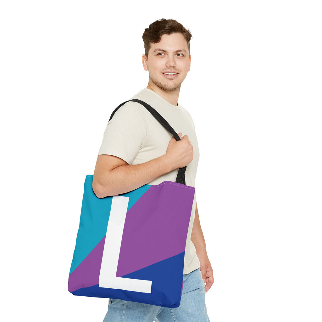 Monogram 'L' Colorblock Tote Bag — Personalized Initial L Shoulder Tote