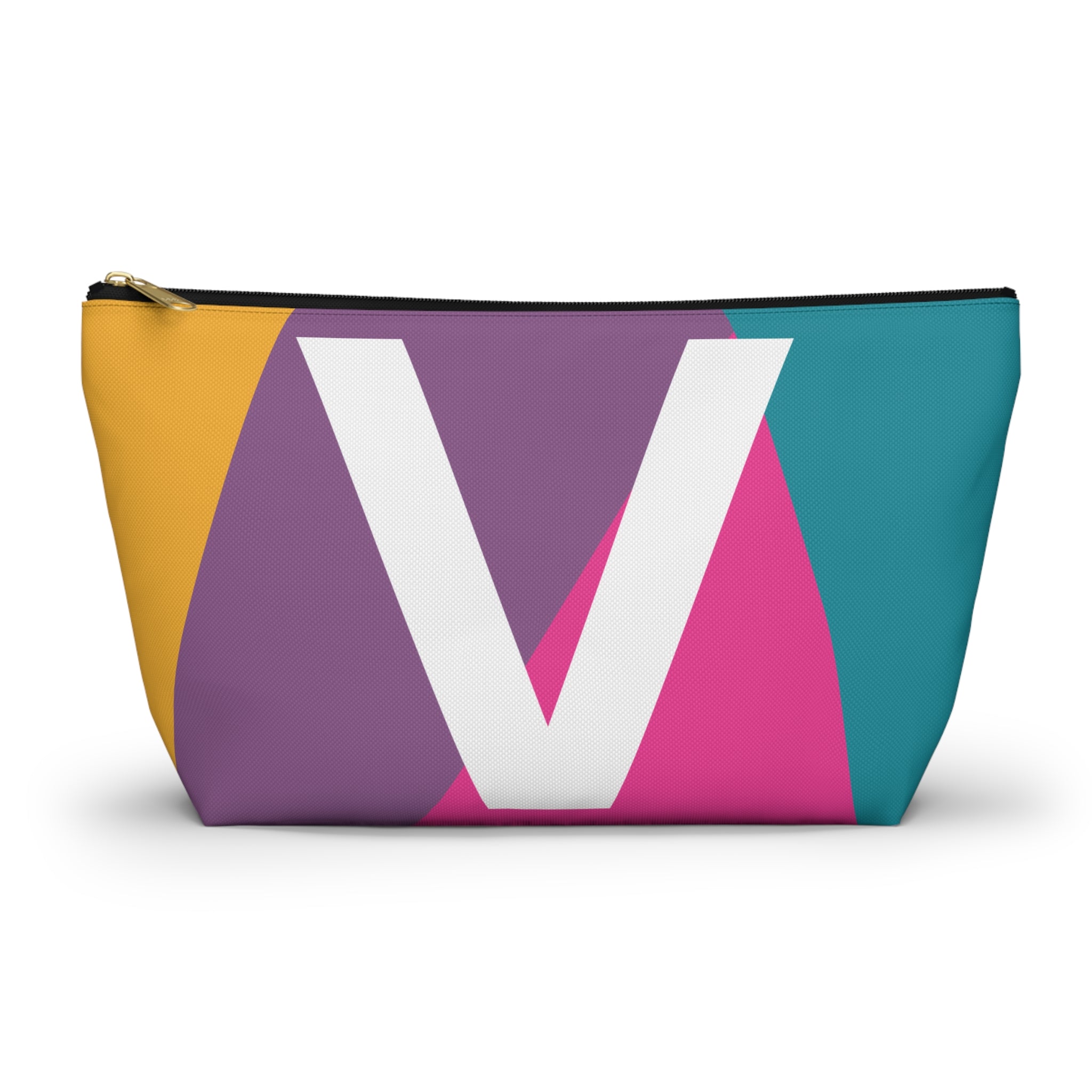Initials Colorblock Accessory Pouch — Monogram V T-Bottom Cosmetic Bag