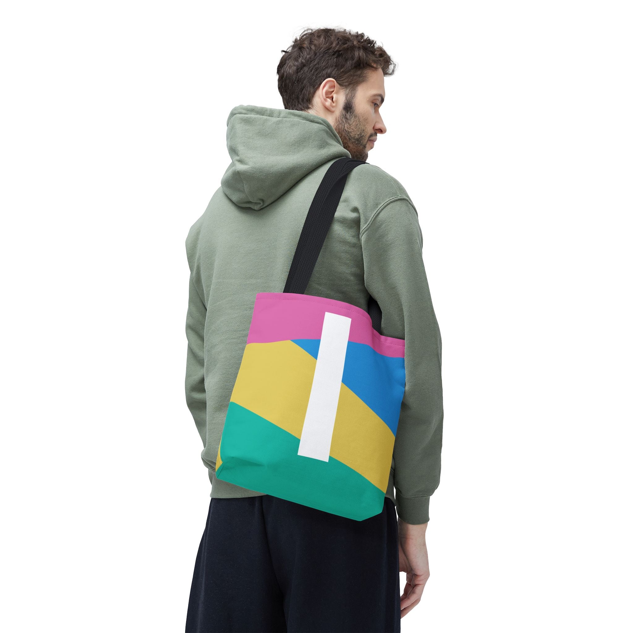 Monogram 'I' Colorblock Tote Bag — Personalized Initial I Shoulder Tote
