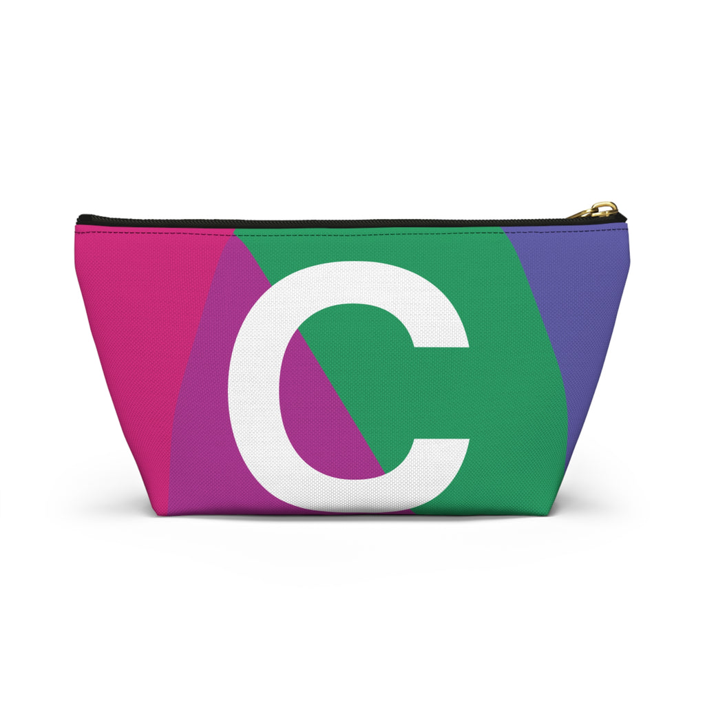 Initials Colorblock Accessory Pouch — Monogram C T-Bottom Cosmetic Bag