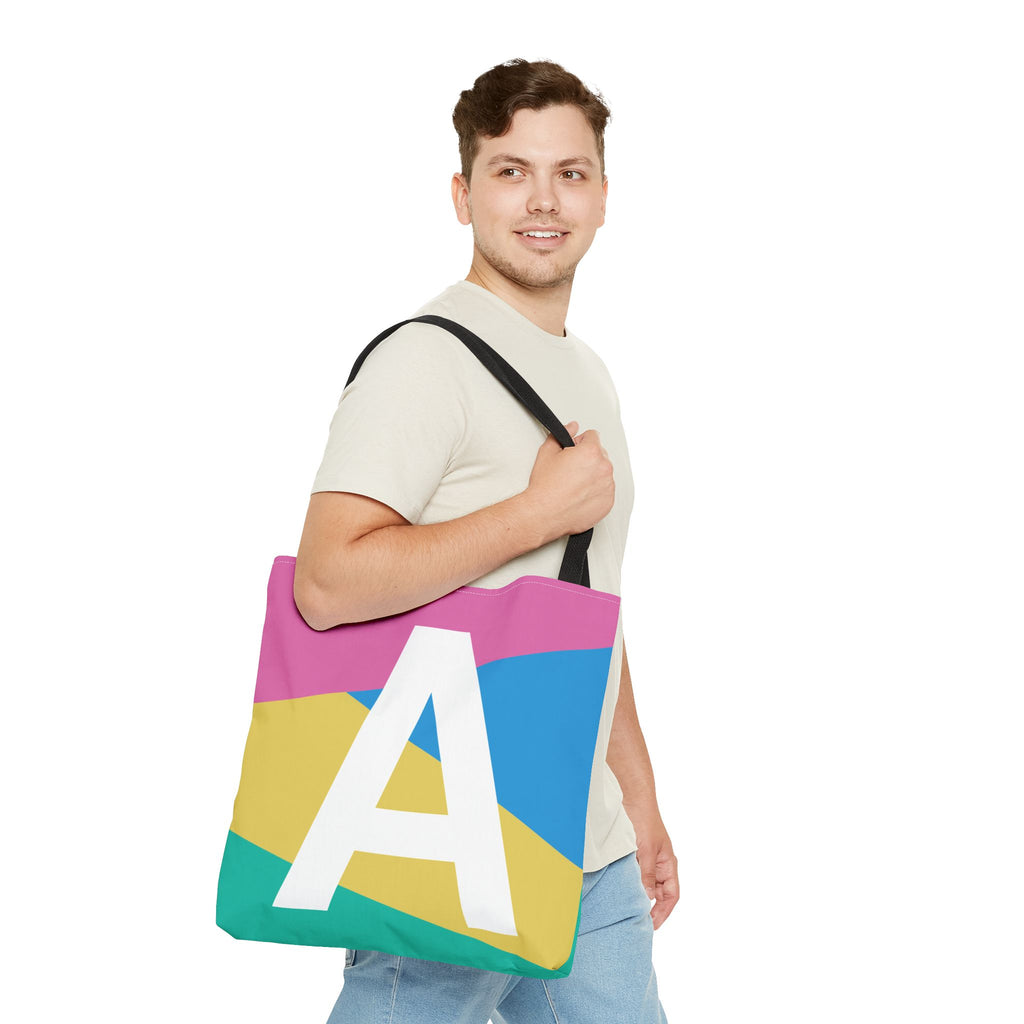 Monogram 'A' Colorblock Tote Bag — Personalized Initial A Shoulder Tote