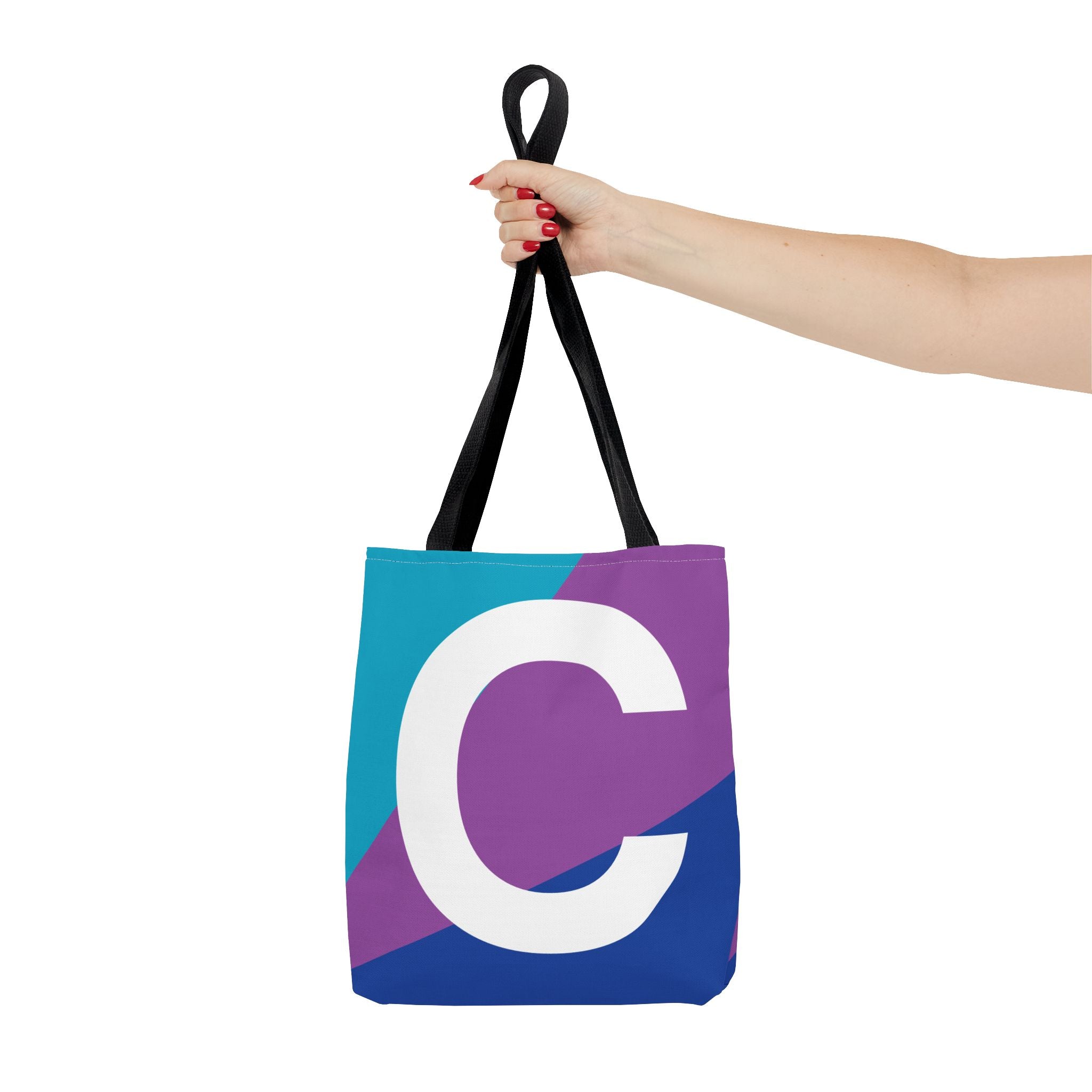 Monogram 'C' Colorblock Tote Bag — Personalized Initial C Shoulder Tote