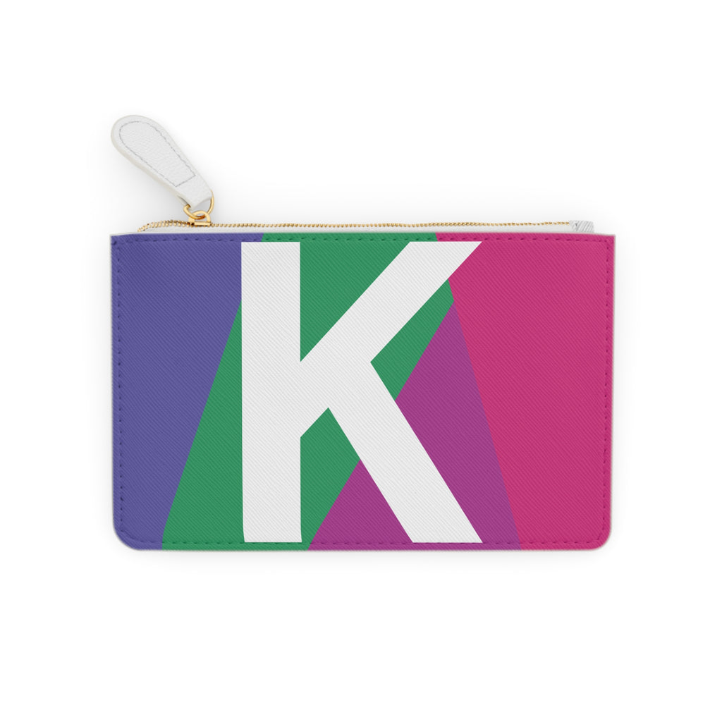 Initial K Mini Clutch — Colorblock Monogram Wristlet Wallet