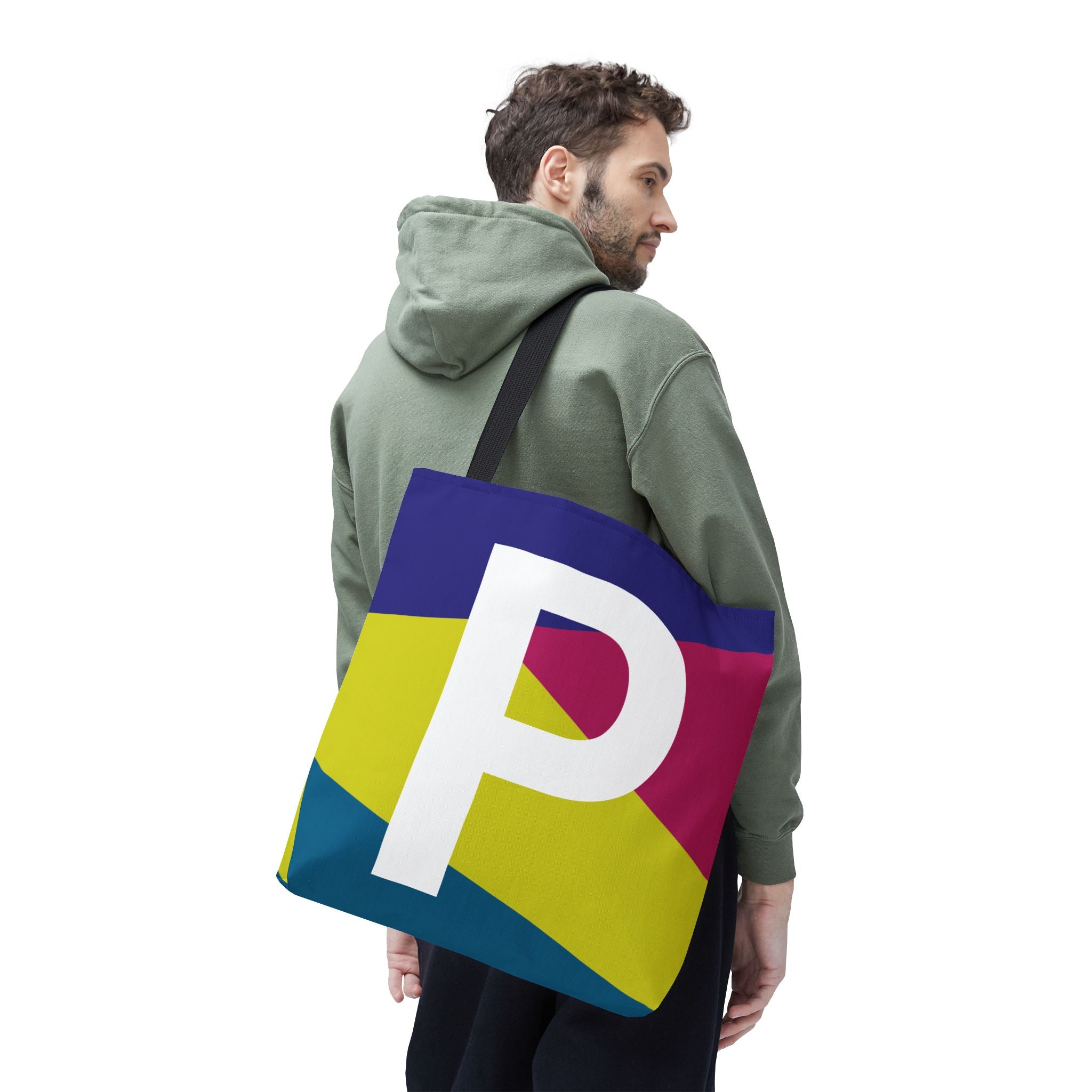 Monogram 'P' Colorblock Tote Bag — Personalized Initial P Shoulder Tote