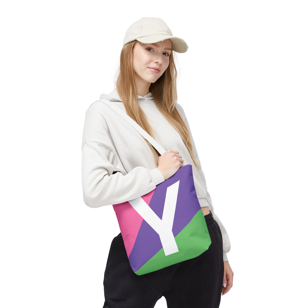 Monogram 'Y' Colorblock Tote Bag — Personalized Initial Y Shoulder Tote