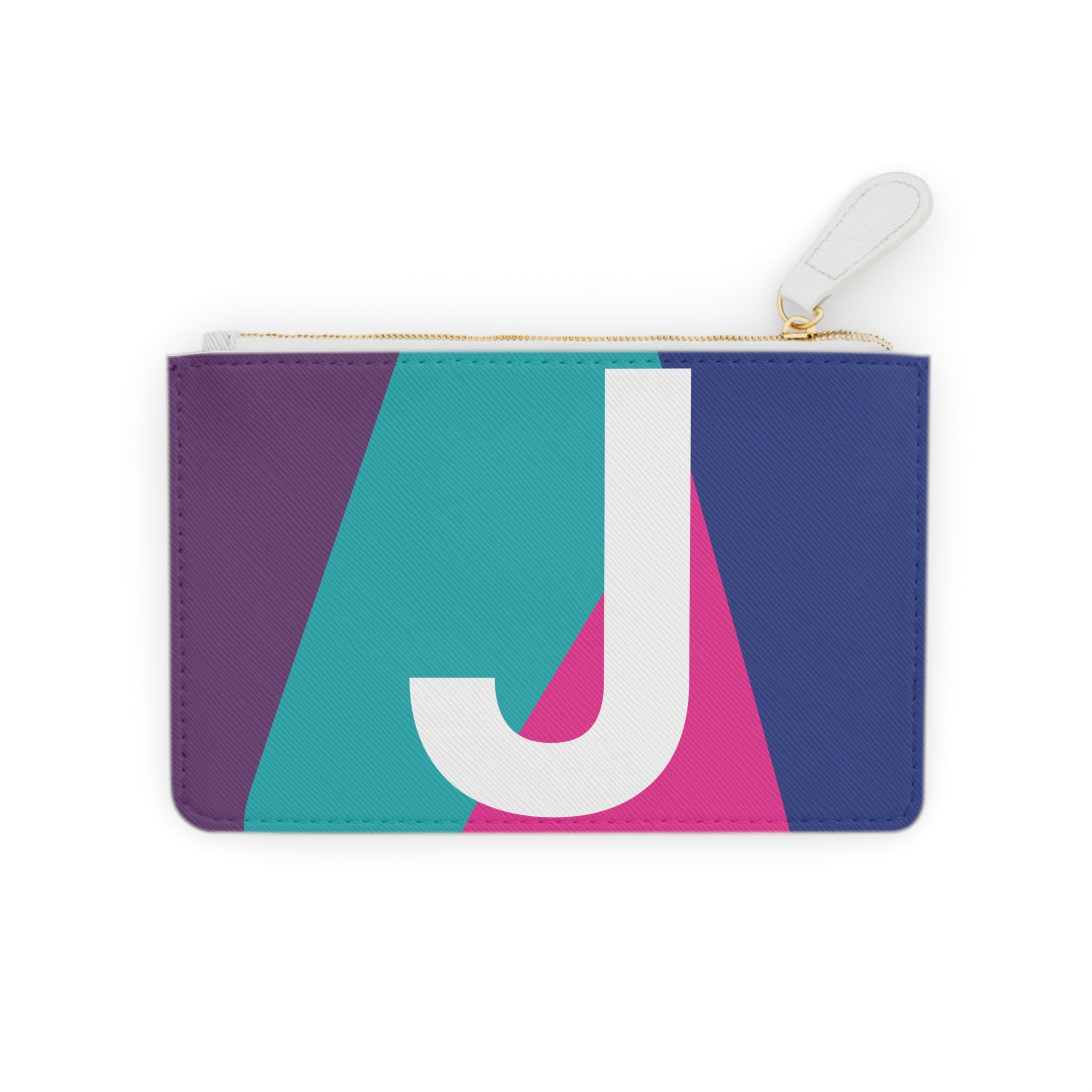 Initial J Mini Clutch — Colorblock Monogram Wristlet Wallet