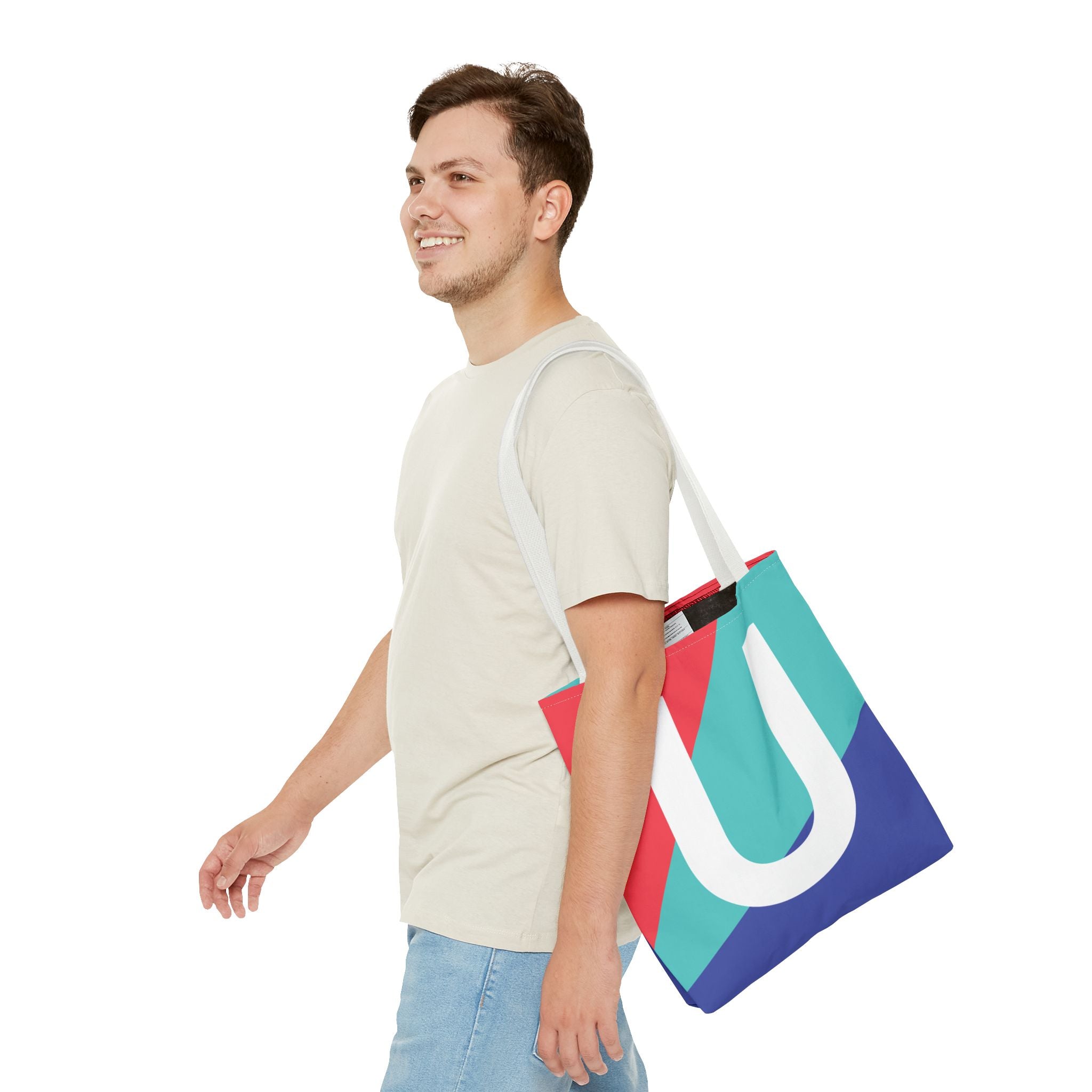 Monogram 'U' Colorblock Tote Bag — Personalized Initial U Shoulder Tote