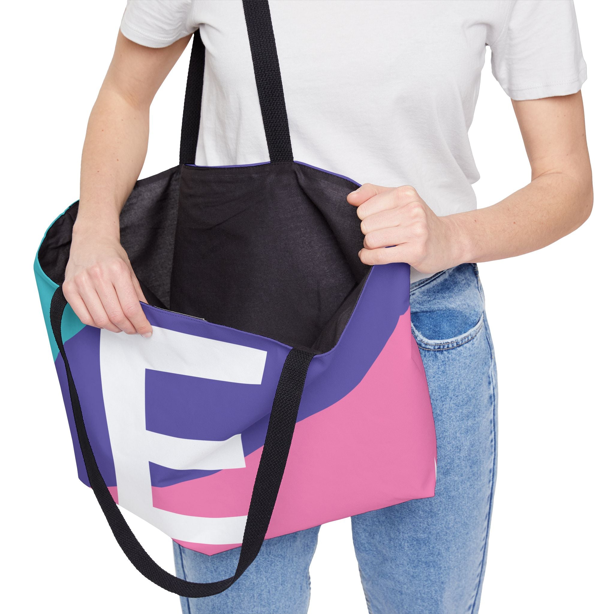 Personalized 'E' Colorblock Tote Bag — Monogram Weekender Tote