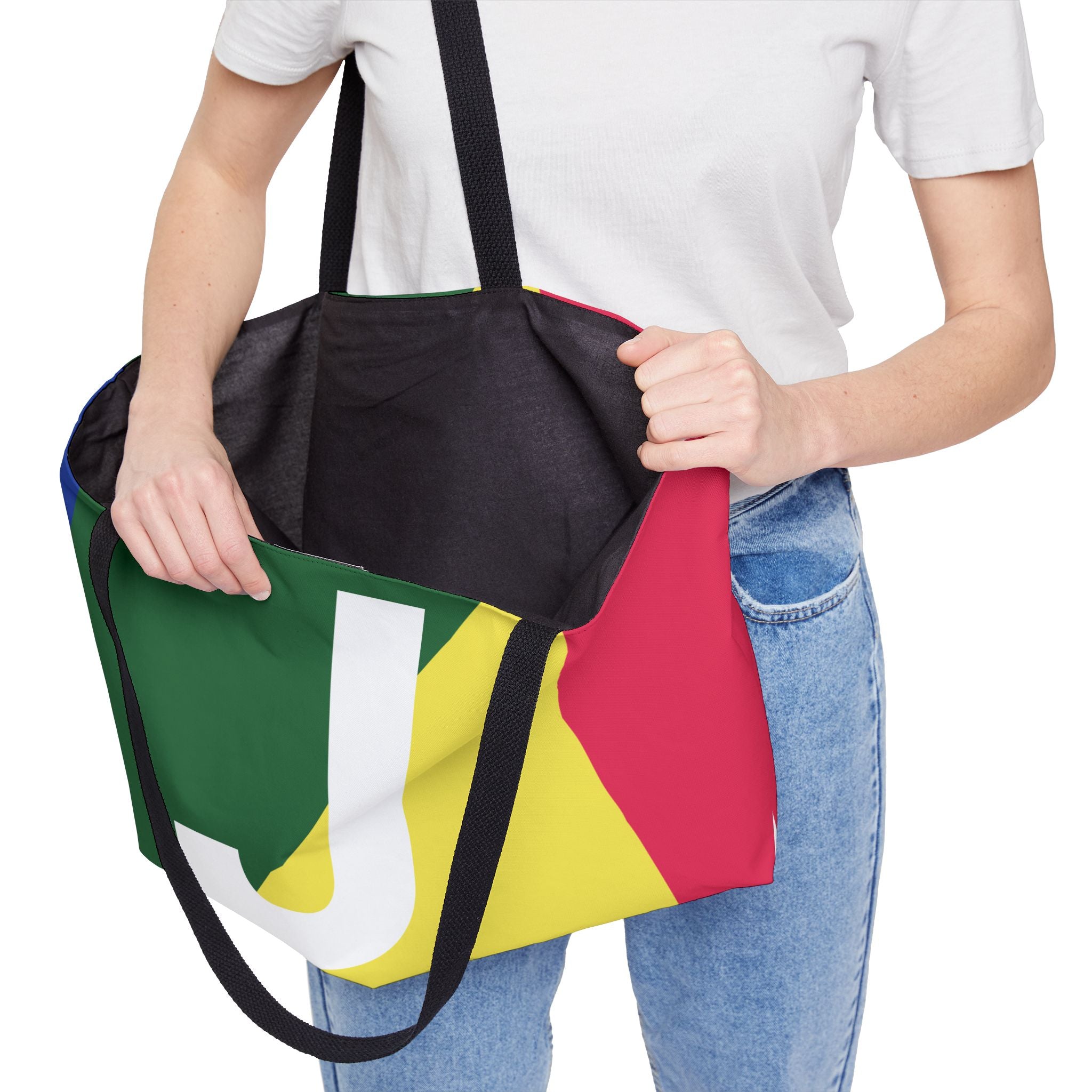 Personalized 'J' Colorblock Tote Bag — Monogram Weekender Tote