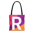Monogram 'R' Colorblock Tote Bag — Personalized Initial R Shoulder Tote