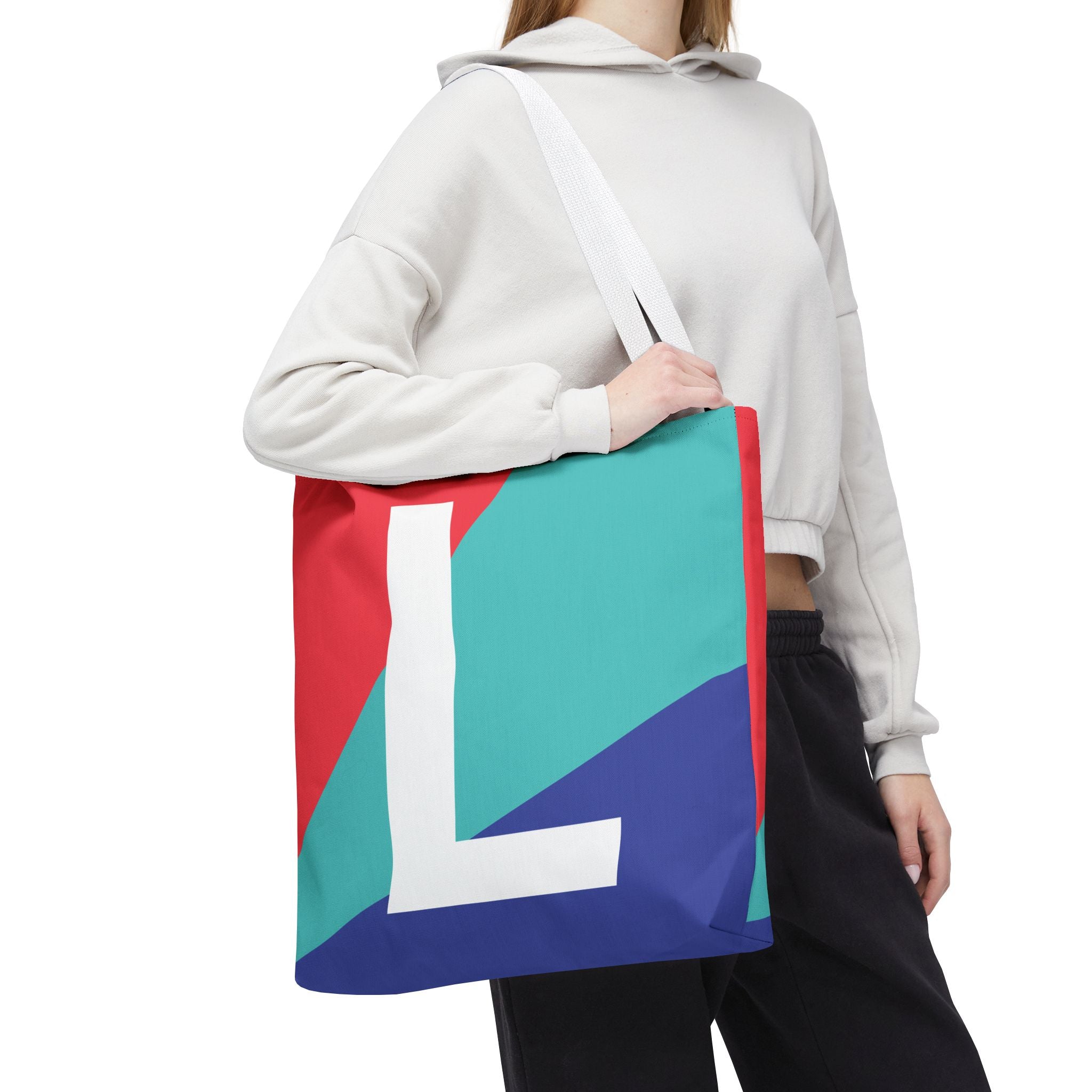Monogram 'L' Colorblock Tote Bag — Personalized Initial L Shoulder Tote