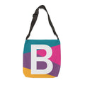 Initial Letter 'B' Colorblock Adjustable Tote Bag — Monogram Alphabet Shoulder Bag