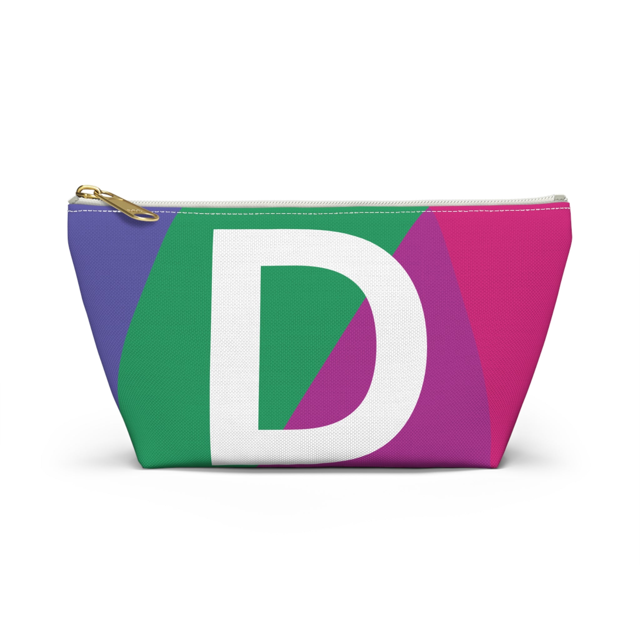 Initials Colorblock Accessory Pouch — Monogram D T-Bottom Cosmetic Bag
