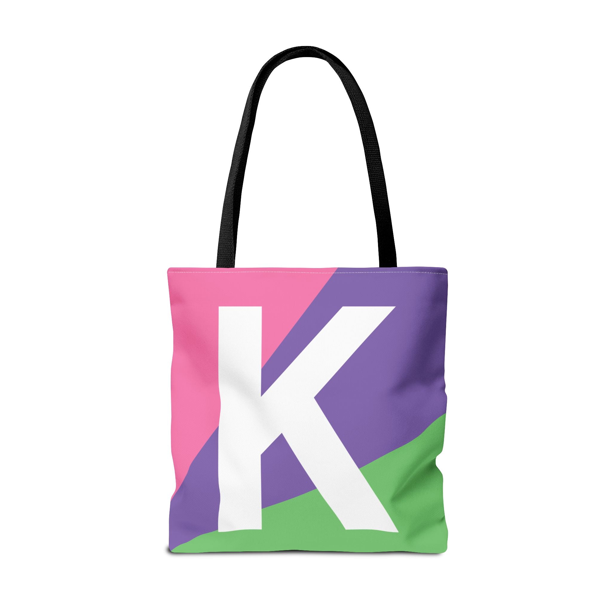 Monogram 'K' Colorblock Tote Bag — Personalized Initial K Shoulder Tote