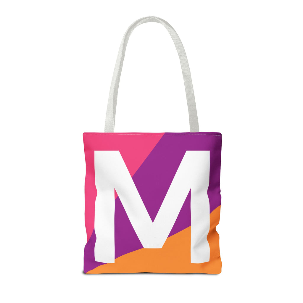 Monogram 'M' Colorblock Tote Bag — Personalized Initial M Shoulder Tote