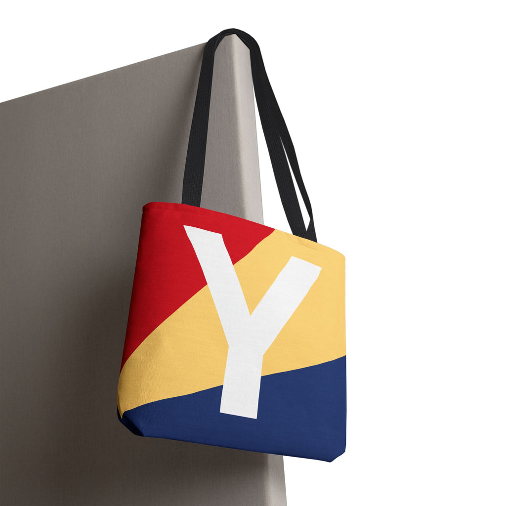 Monogram 'Y' Colorblock Tote Bag — Personalized Initial Y Shoulder Tote