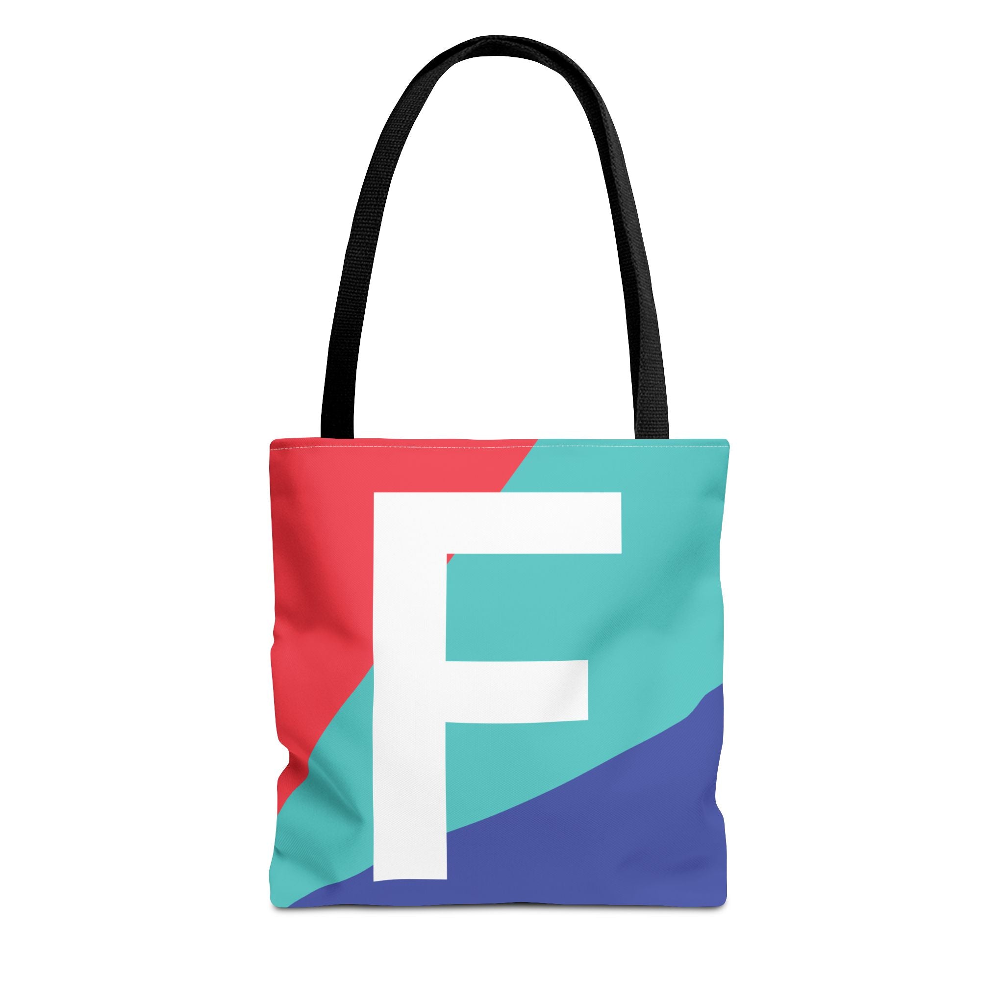Monogram 'F' Colorblock Tote Bag — Personalized Initial F Shoulder Tote