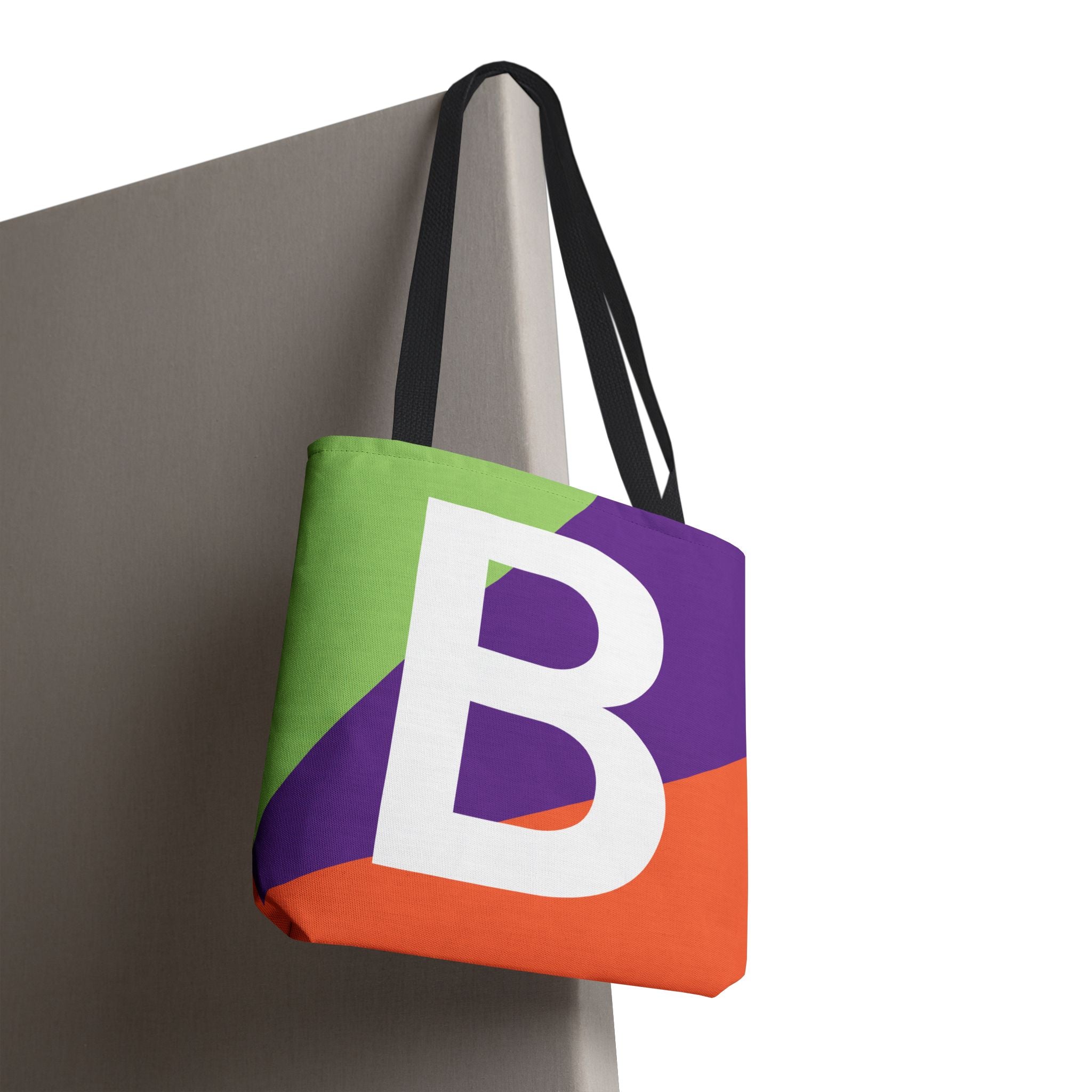 Monogram 'B' Colorblock Tote Bag — Personalized Initial B Shoulder Tote