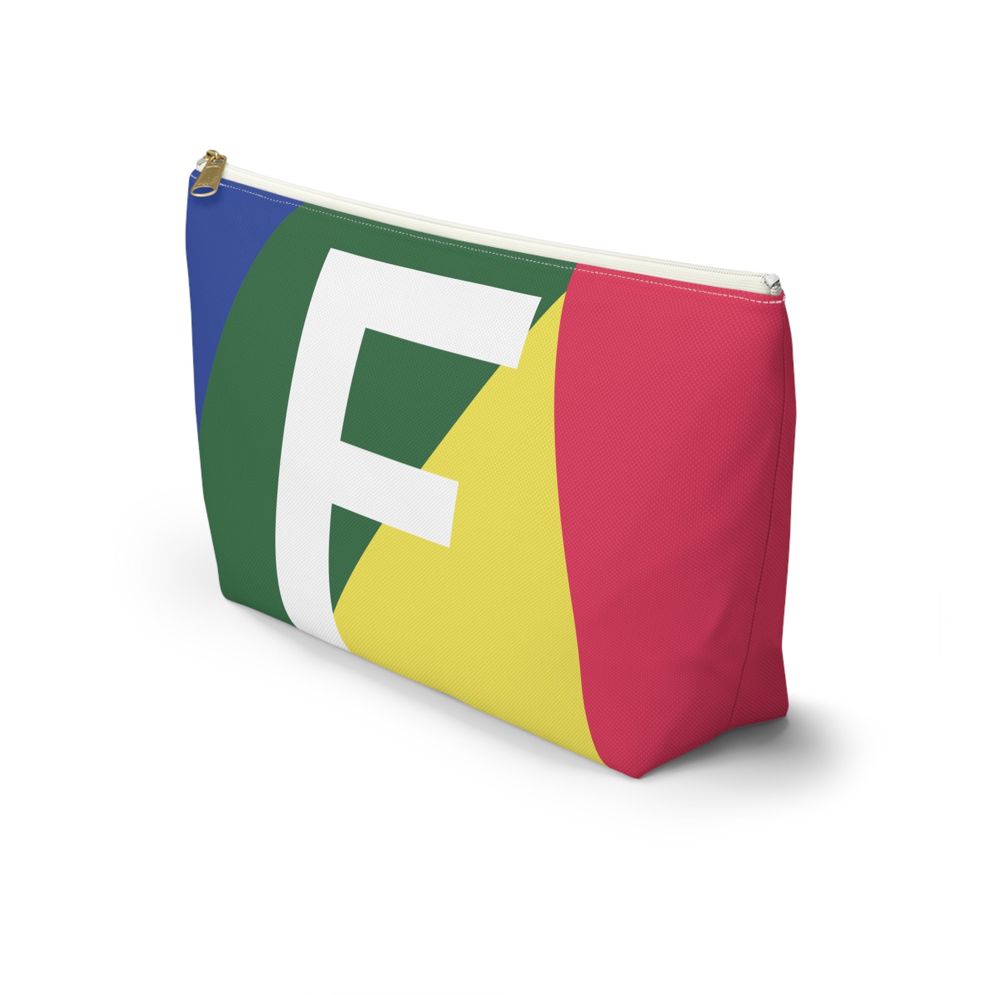 Initials Colorblock Accessory Pouch — Monogram F T-Bottom Cosmetic Bag