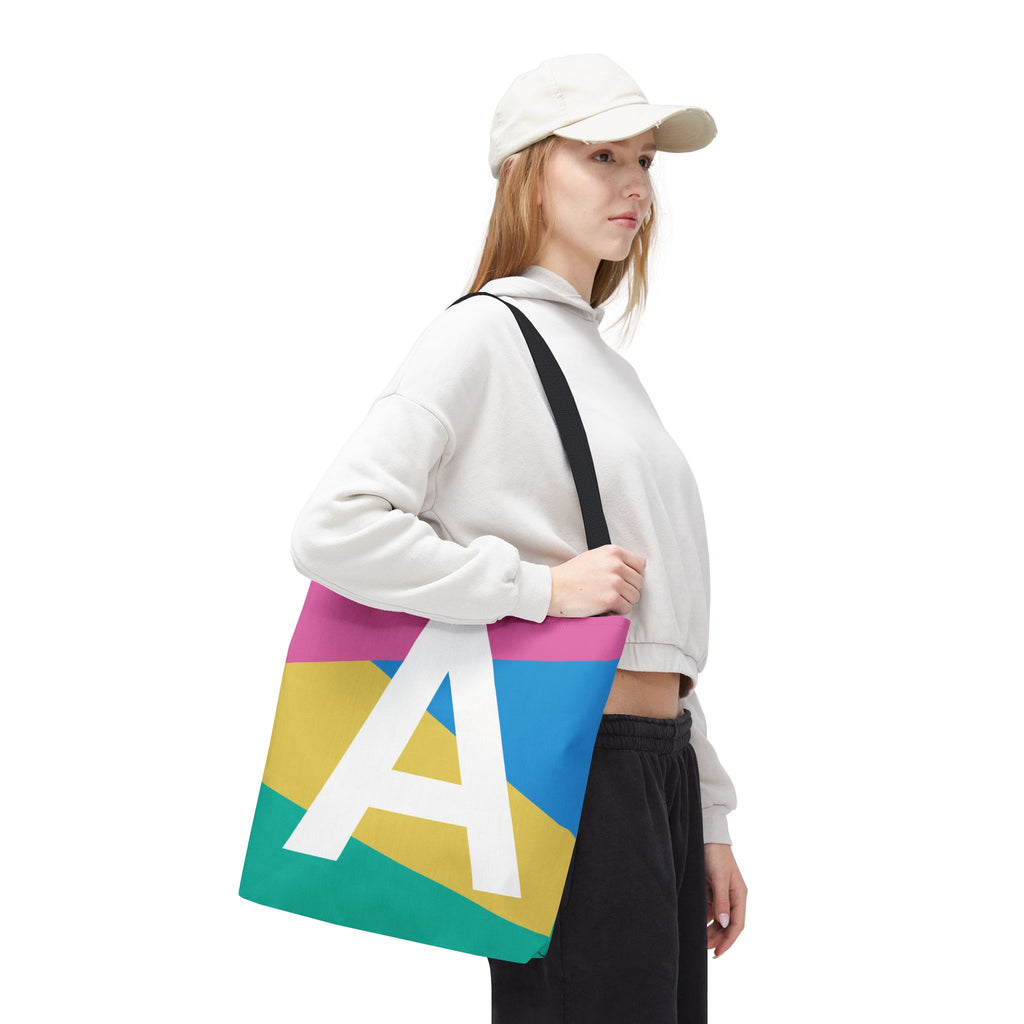 Monogram 'A' Colorblock Tote Bag — Personalized Initial A Shoulder Tote