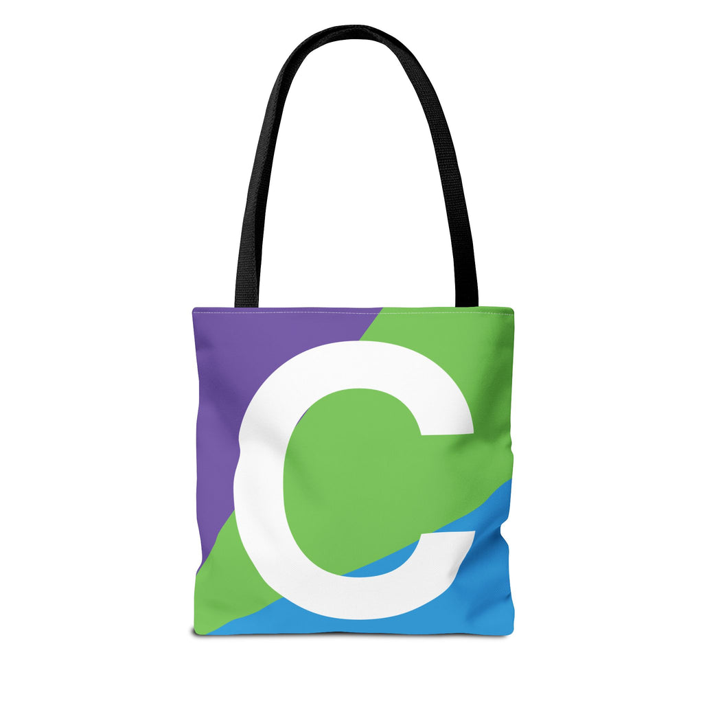 Monogram 'C' Colorblock Tote Bag — Personalized Initial C Shoulder Tote