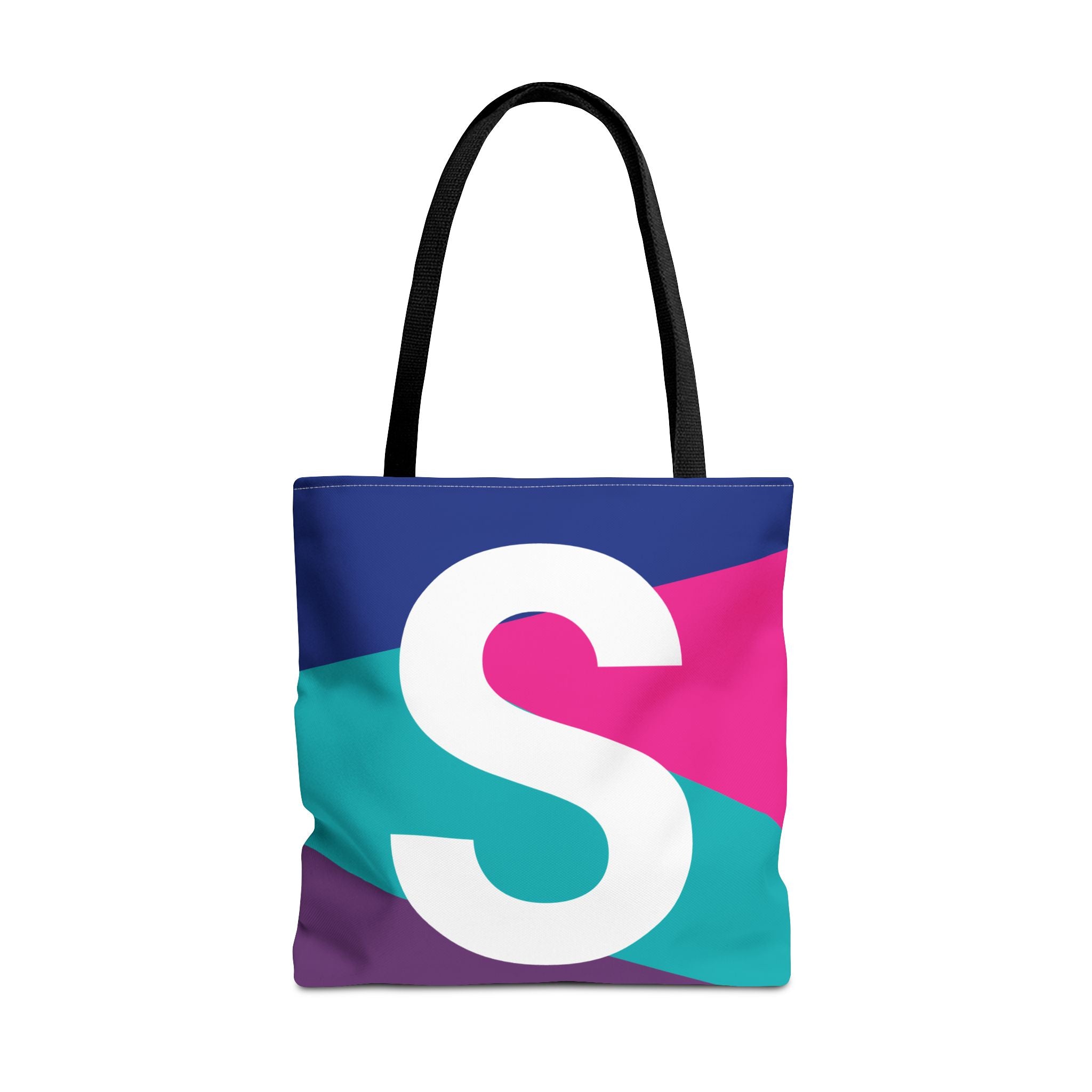 Monogram 'S' Colorblock Tote Bag — Personalized Initial S Shoulder Tote