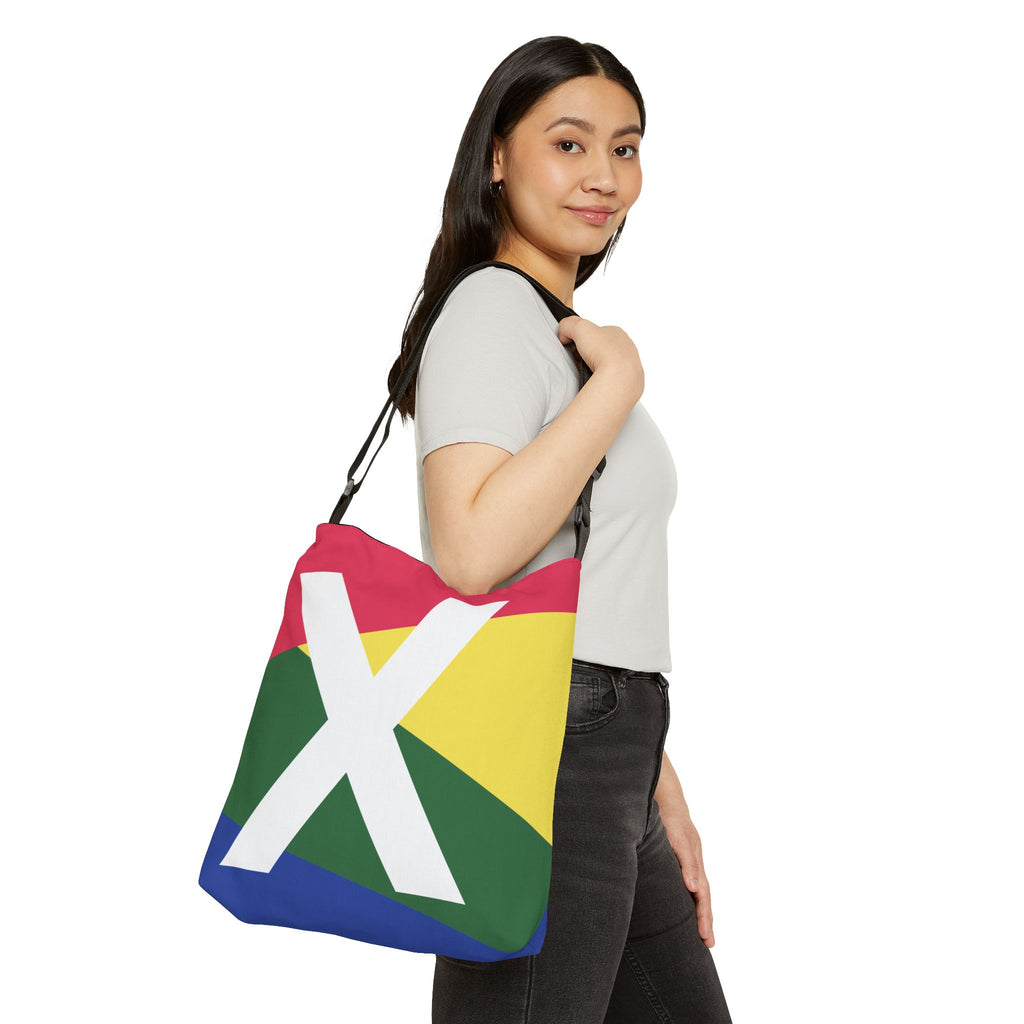 Initial Letter 'X' Colorblock Adjustable Tote Bag — Monogram Alphabet Shoulder Bag