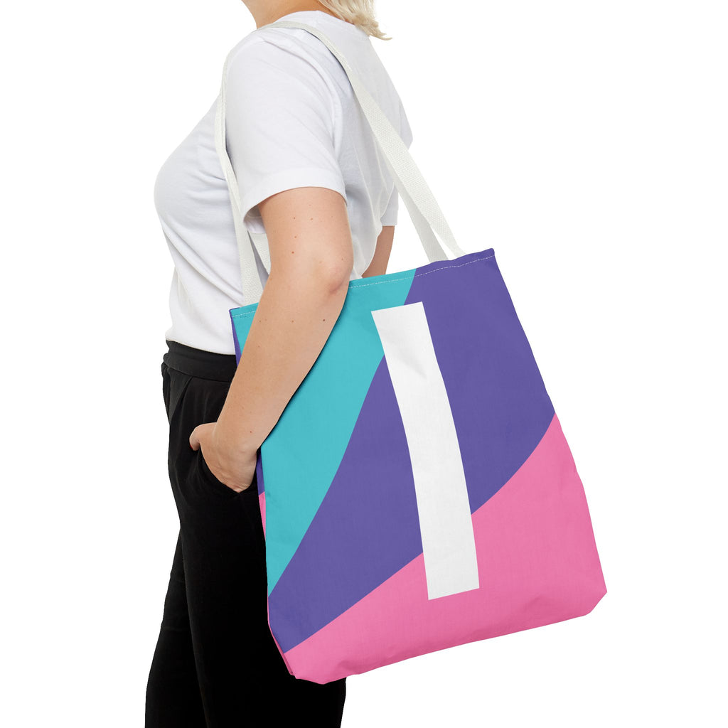 Monogram 'I' Colorblock Tote Bag — Personalized Initial I Shoulder Tote