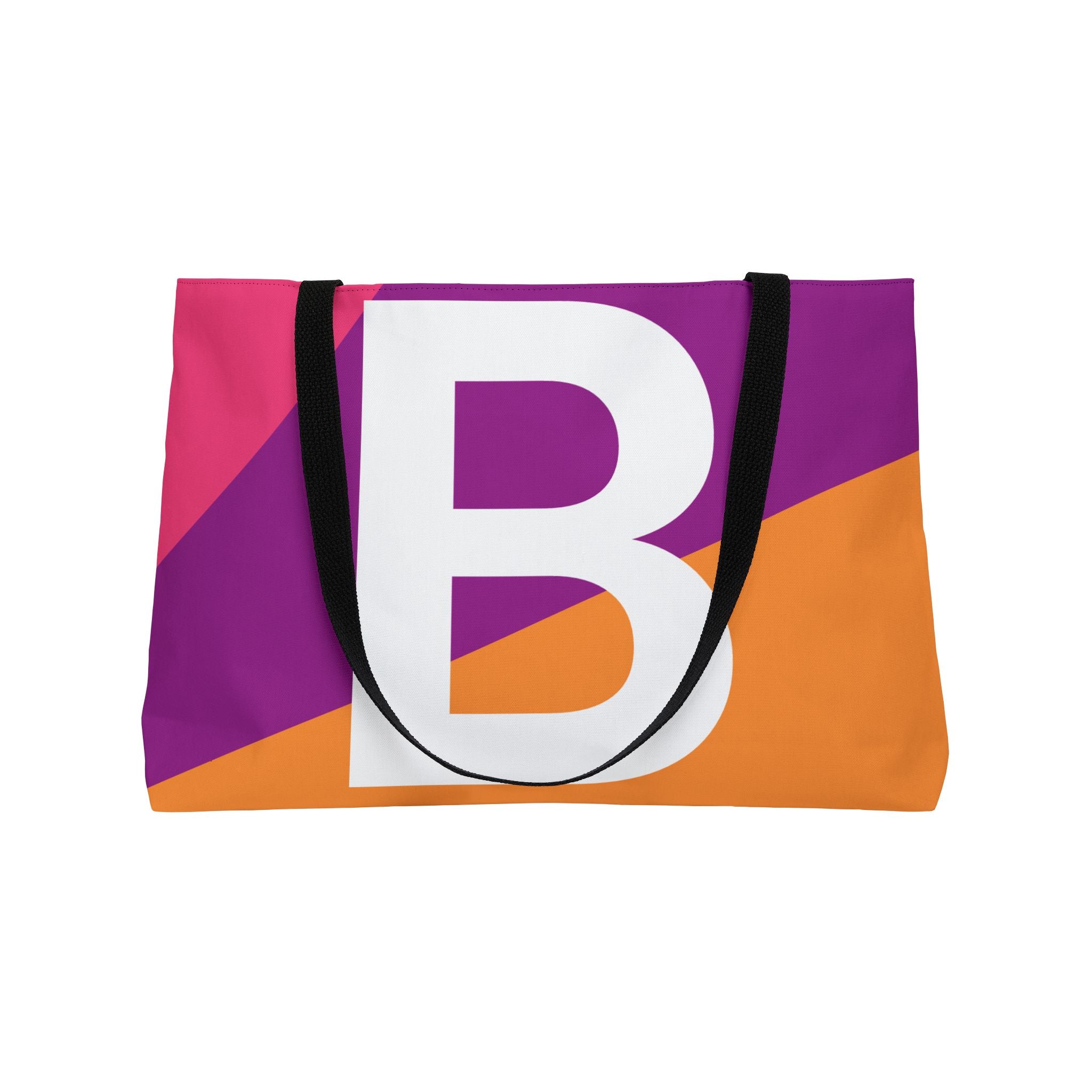 Personalized 'B' Colorblock Tote Bag — Monogram Weekender Tote