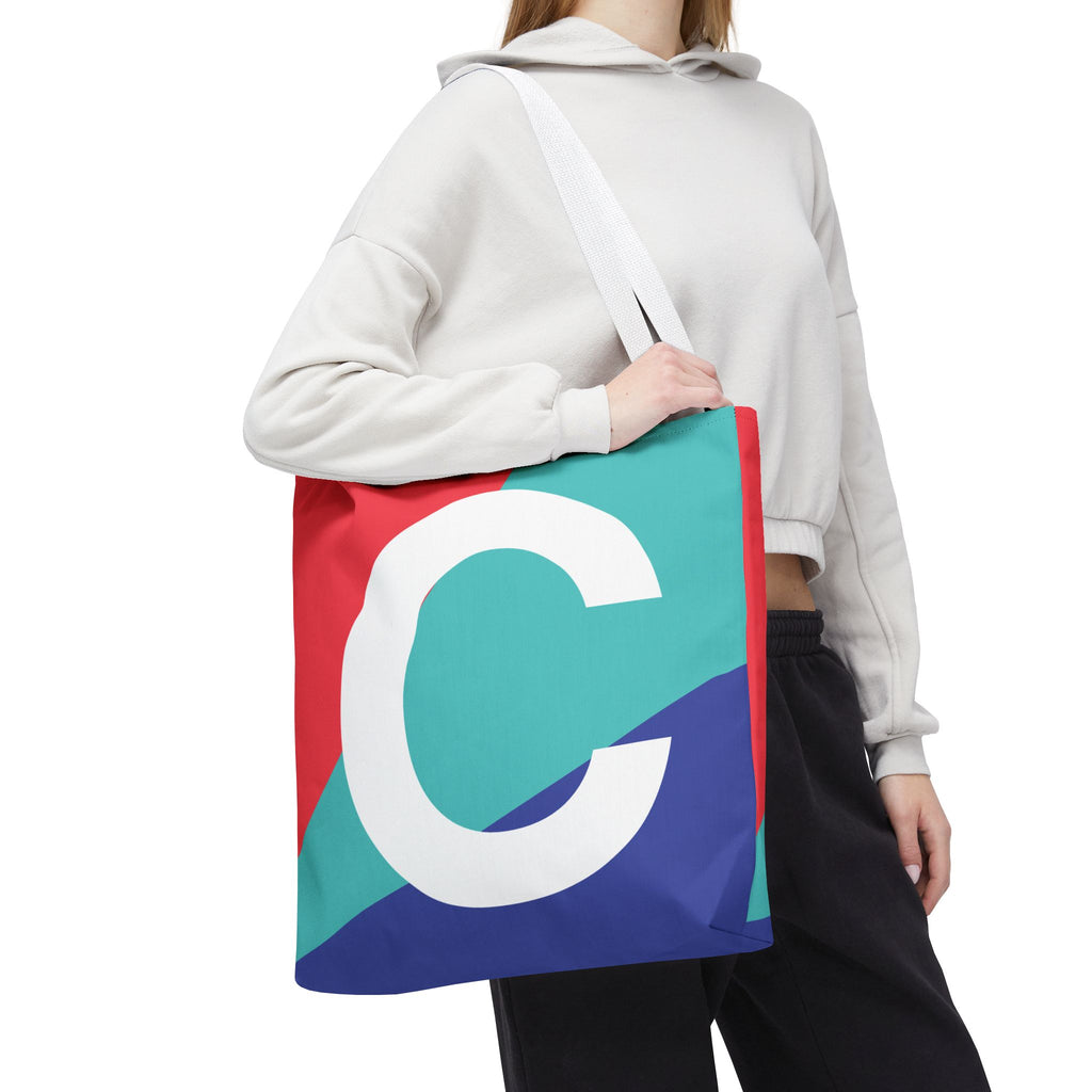 Monogram 'C' Colorblock Tote Bag — Personalized Initial C Shoulder Tote