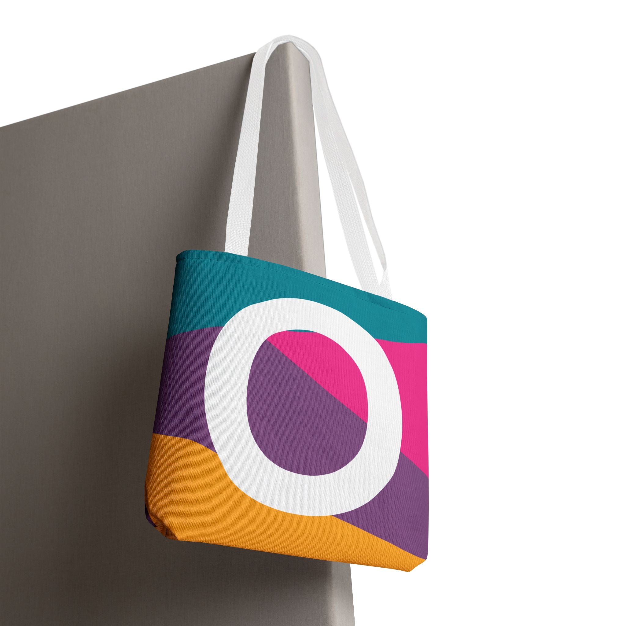 Monogram 'O' Colorblock Tote Bag — Personalized Initial O Shoulder Tote