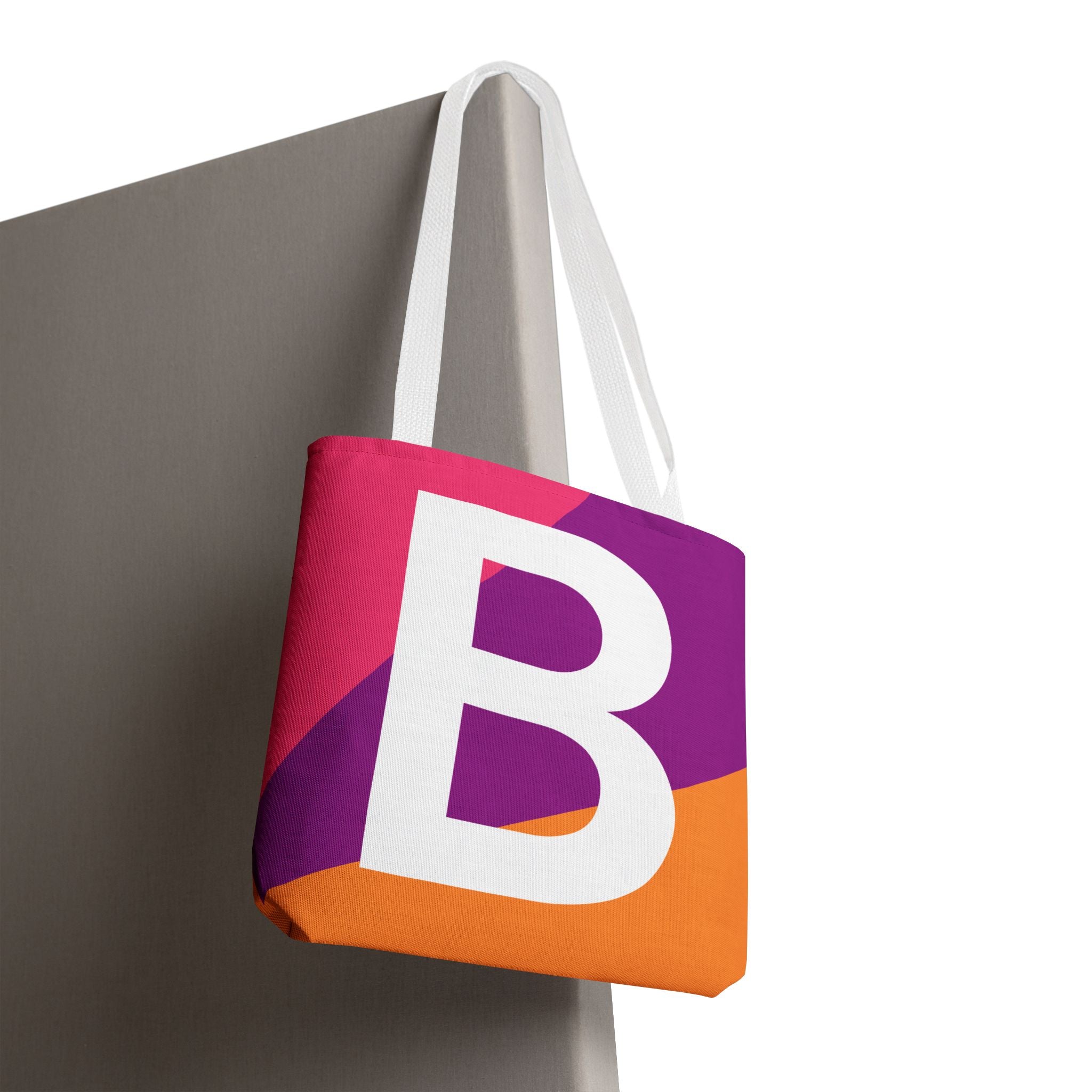 Monogram 'B' Colorblock Tote Bag — Personalized Initial B Shoulder Tote
