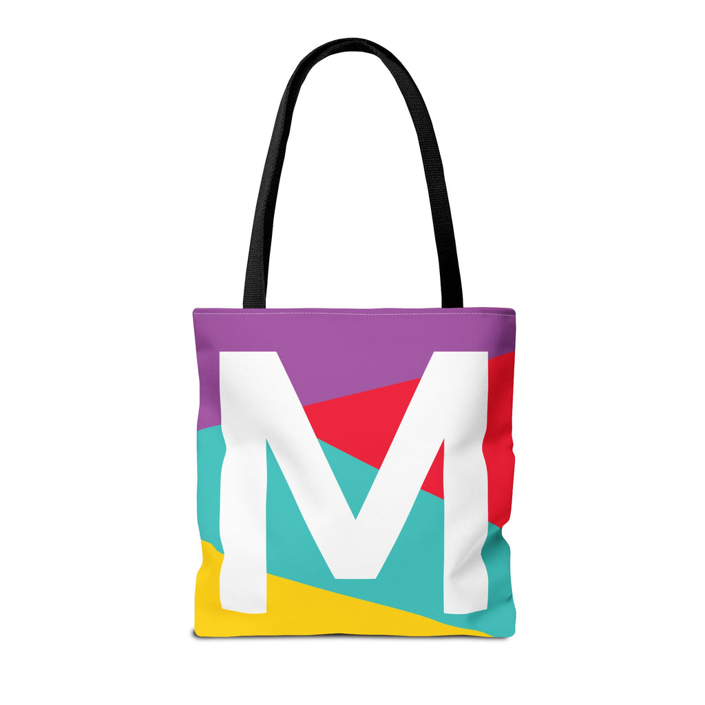 Monogram 'M' Colorblock Tote Bag — Personalized Initial M Shoulder Tote