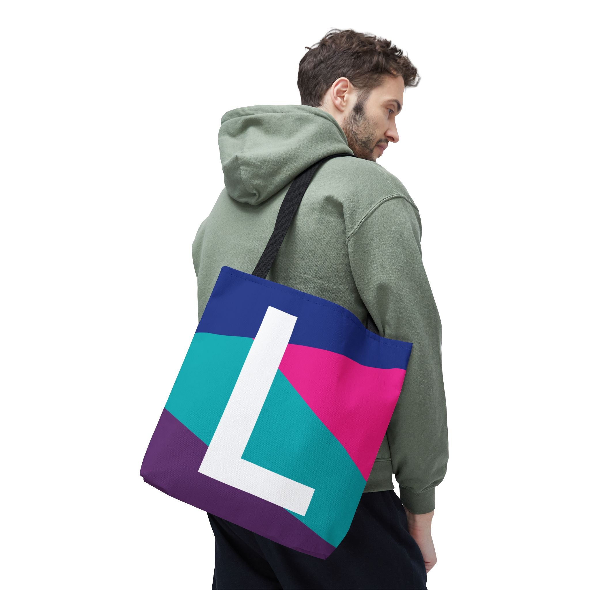 Monogram 'L' Colorblock Tote Bag — Personalized Initial L Shoulder Tote