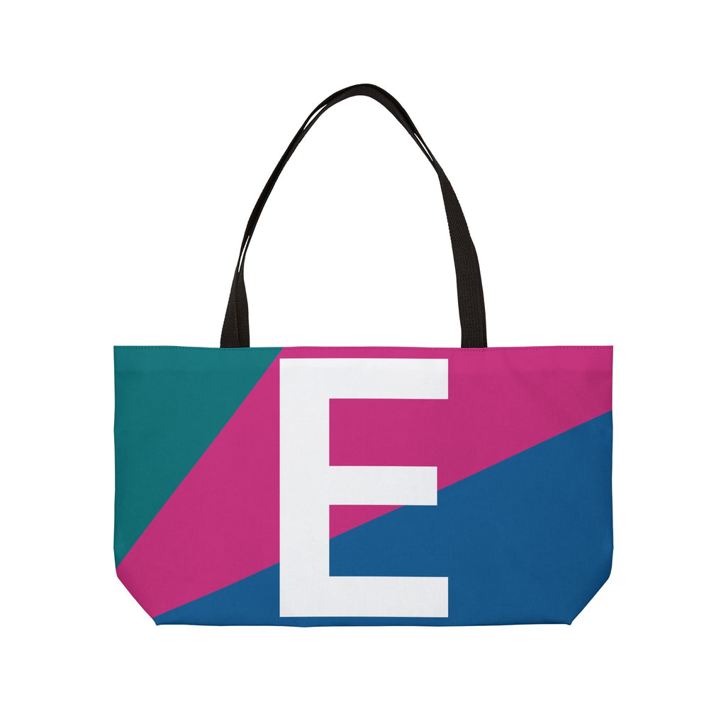 Personalized 'E' Colorblock Tote Bag — Monogram Weekender Tote