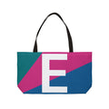 Personalized 'E' Colorblock Tote Bag — Monogram Weekender Tote