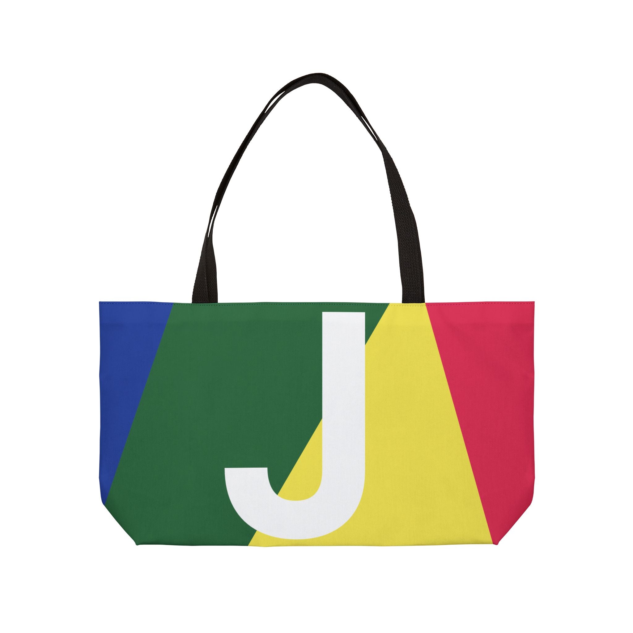 Personalized 'J' Colorblock Tote Bag — Monogram Weekender Tote