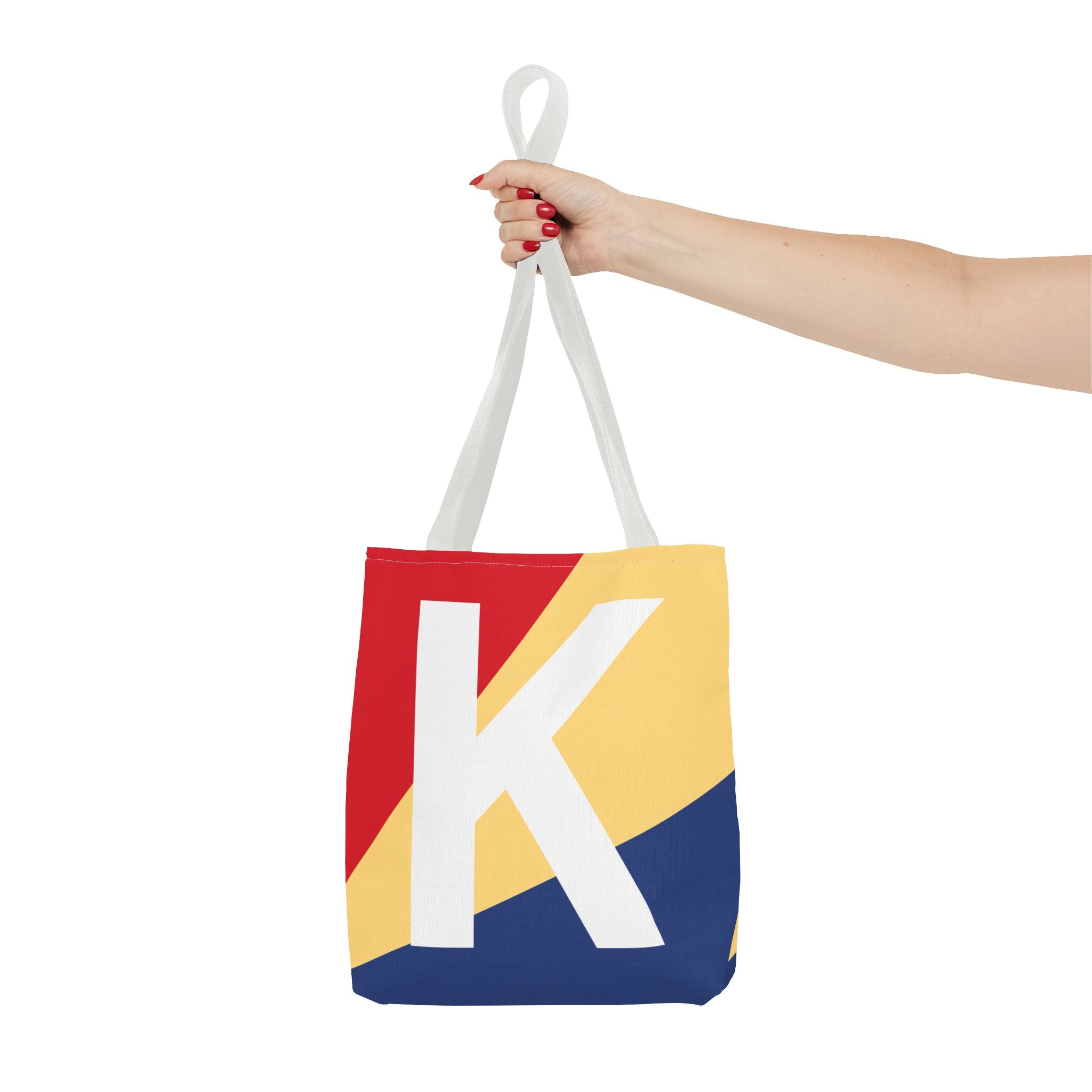 Monogram 'K' Colorblock Tote Bag — Personalized Initial K Shoulder Tote