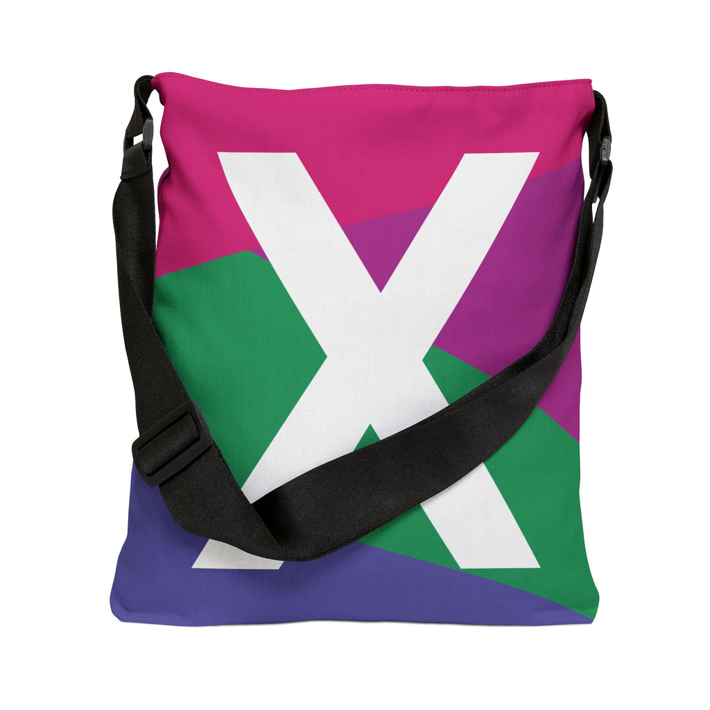 Initial Letter 'X' Colorblock Adjustable Tote Bag — Monogram Alphabet Shoulder Bag