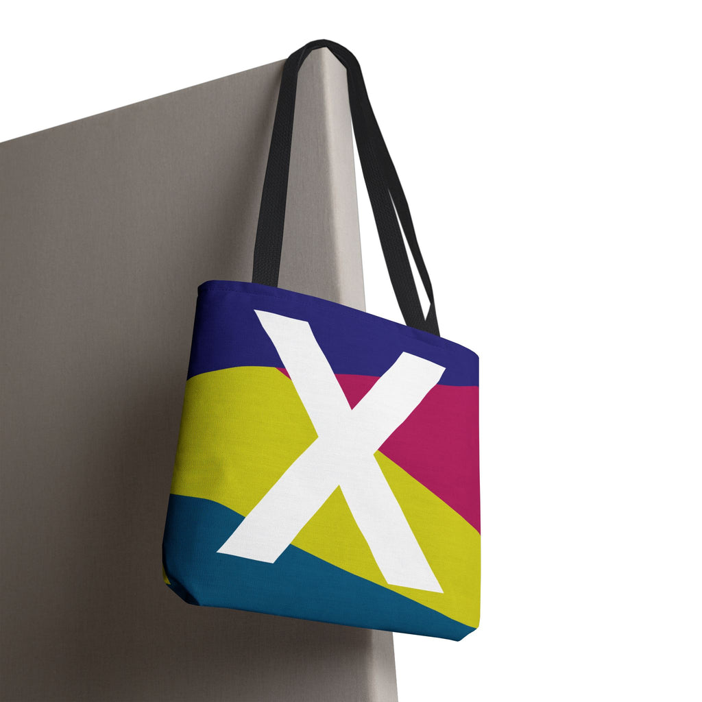 Monogram 'X' Colorblock Tote Bag — Personalized Initial X Shoulder Tote