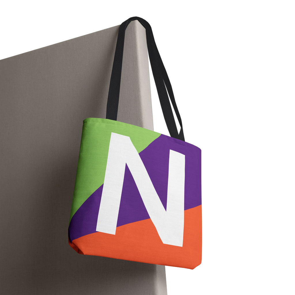 Monogram 'N' Colorblock Tote Bag — Personalized Initial N Shoulder Tote