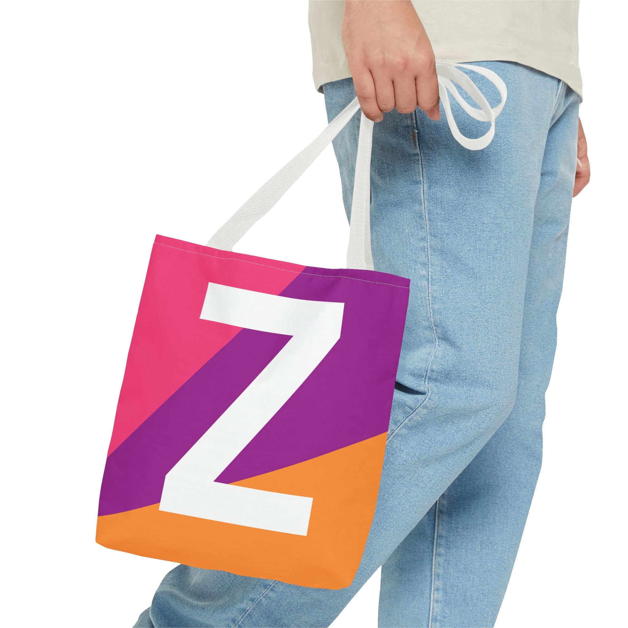 Monogram 'Z' Colorblock Tote Bag — Personalized Initial Z Shoulder Tote