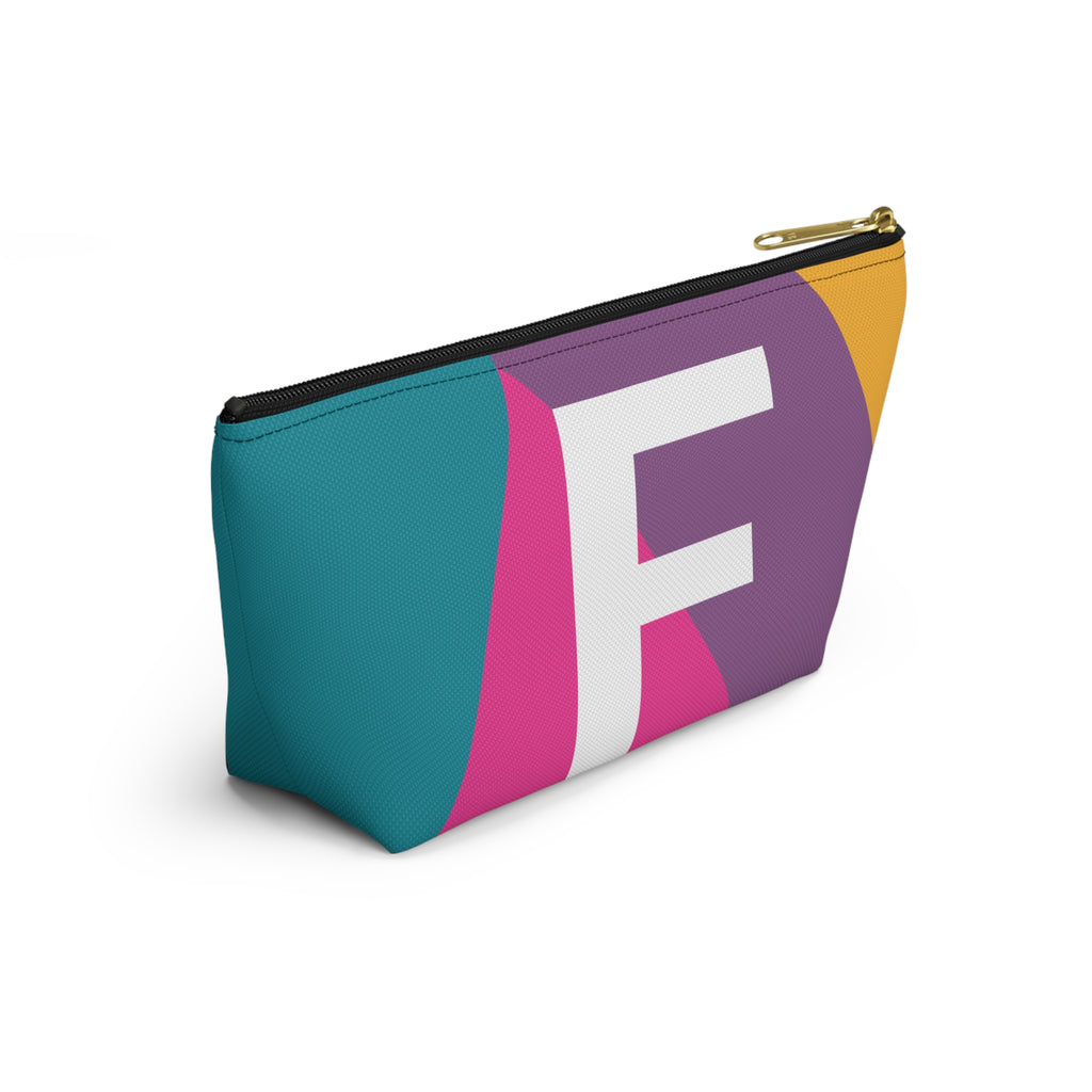 Initials Colorblock Accessory Pouch — Monogram F T-Bottom Cosmetic Bag