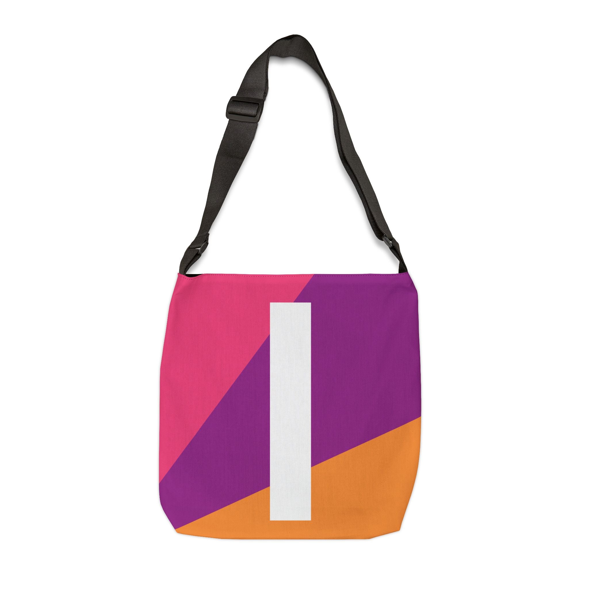 Initial Letter 'I' Colorblock Adjustable Tote Bag — Monogram Alphabet Shoulder Bag