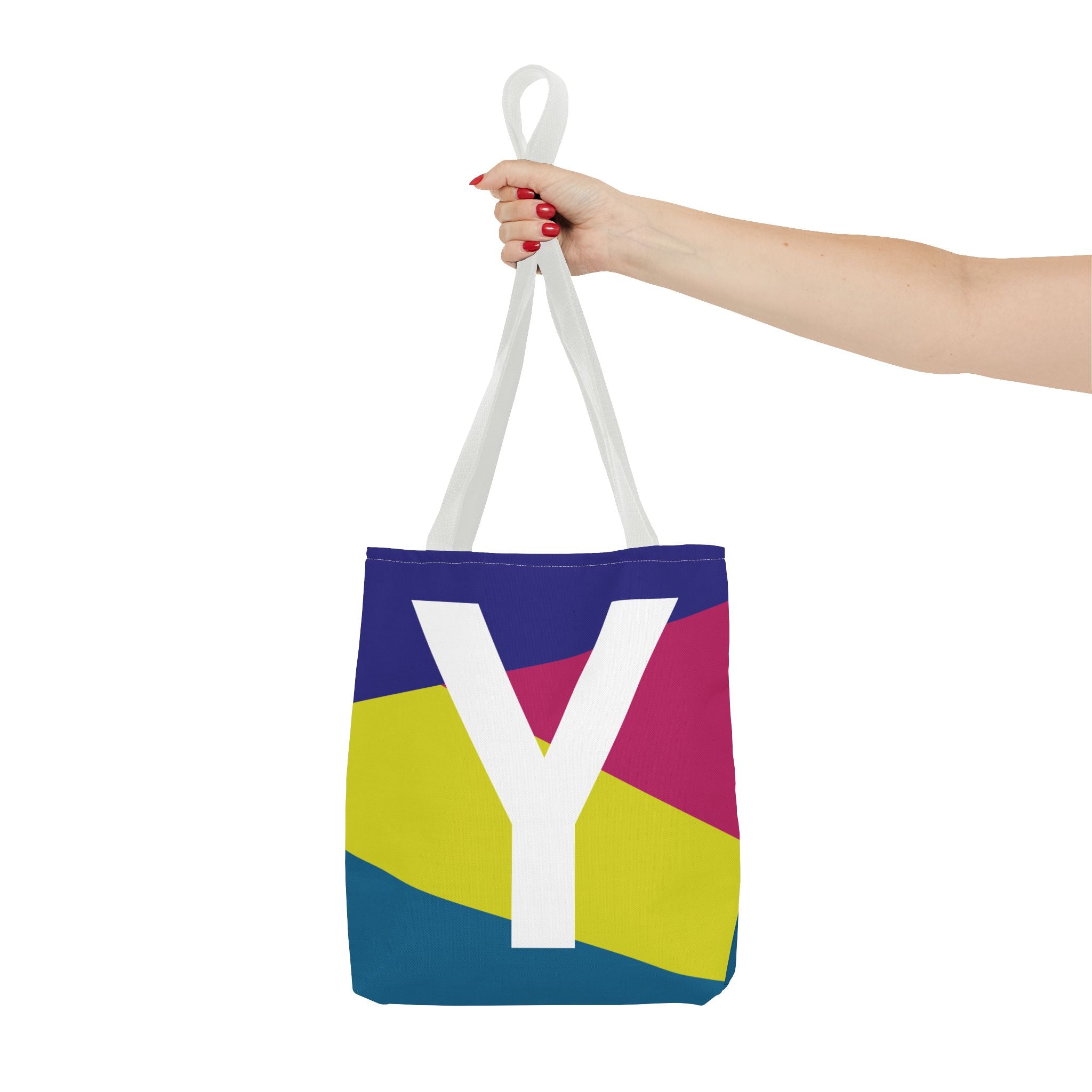 Monogram 'Y' Colorblock Tote Bag — Personalized Initial Y Shoulder Tote