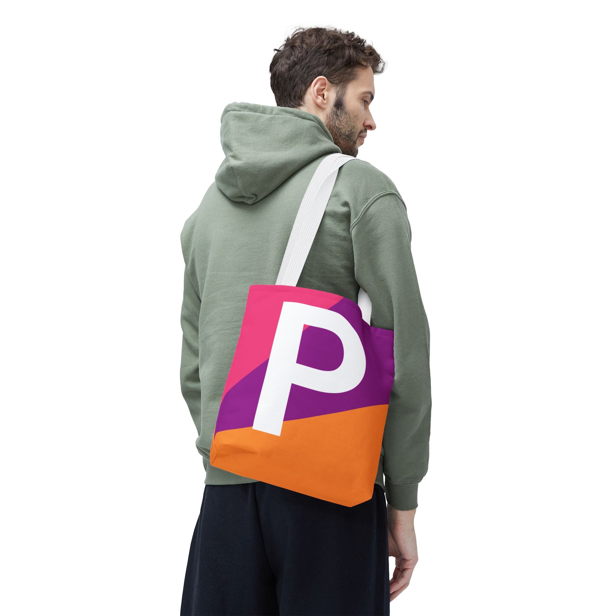 Monogram 'P' Colorblock Tote Bag — Personalized Initial P Shoulder Tote