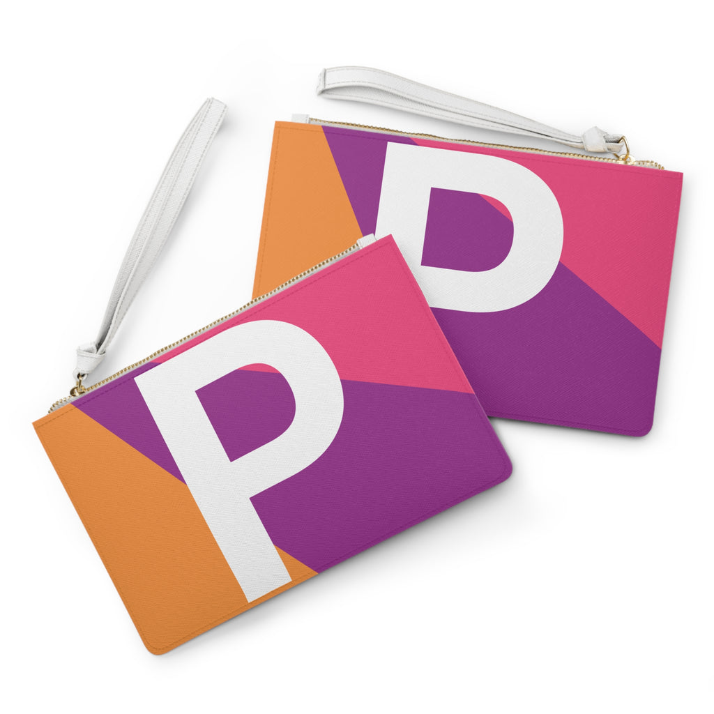 Monogram 'P' Colorblock Clutch Bag — Bold Geometric Wristlet for Everyday & Gifts