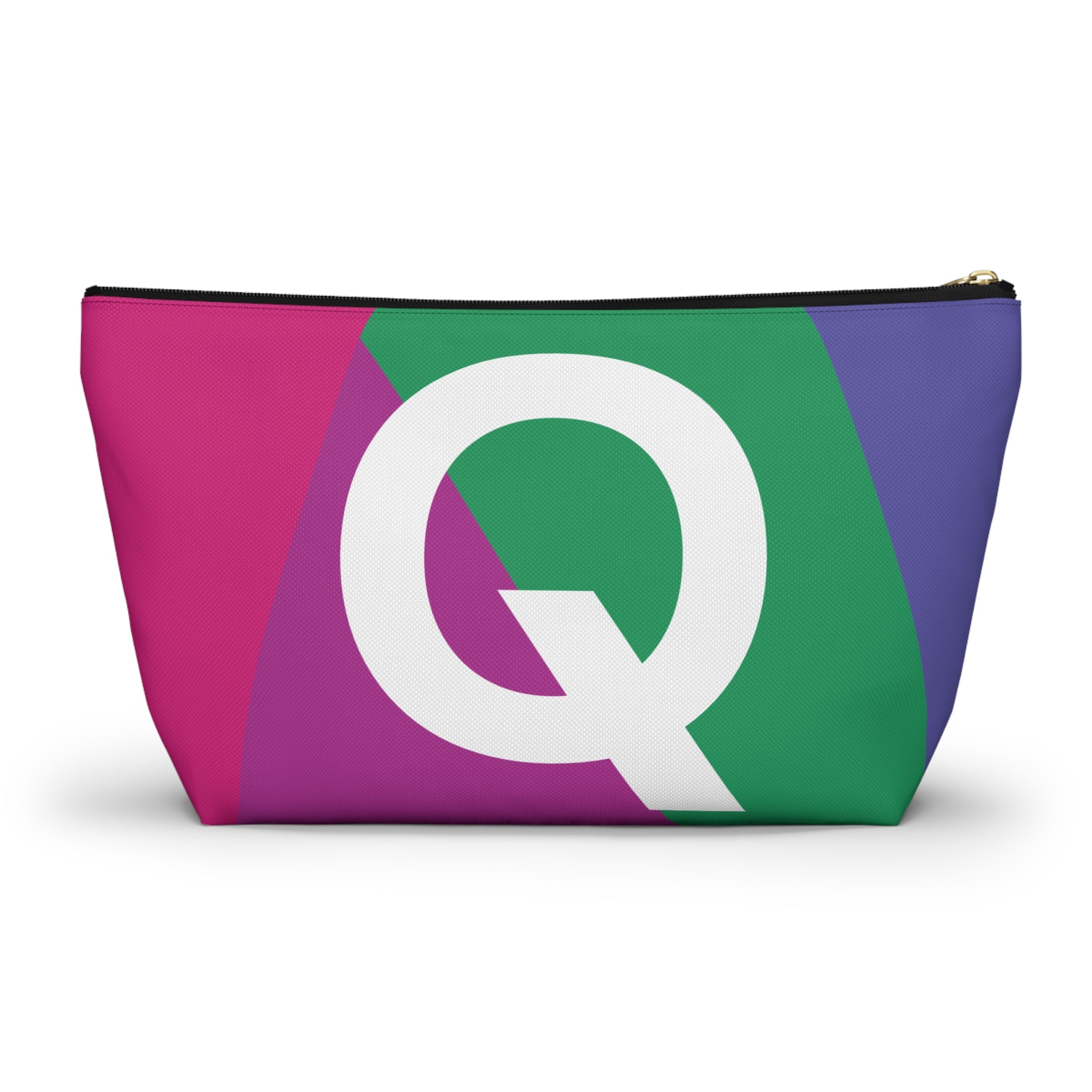 Initials Colorblock Accessory Pouch — Monogram Q T-Bottom Cosmetic Bag